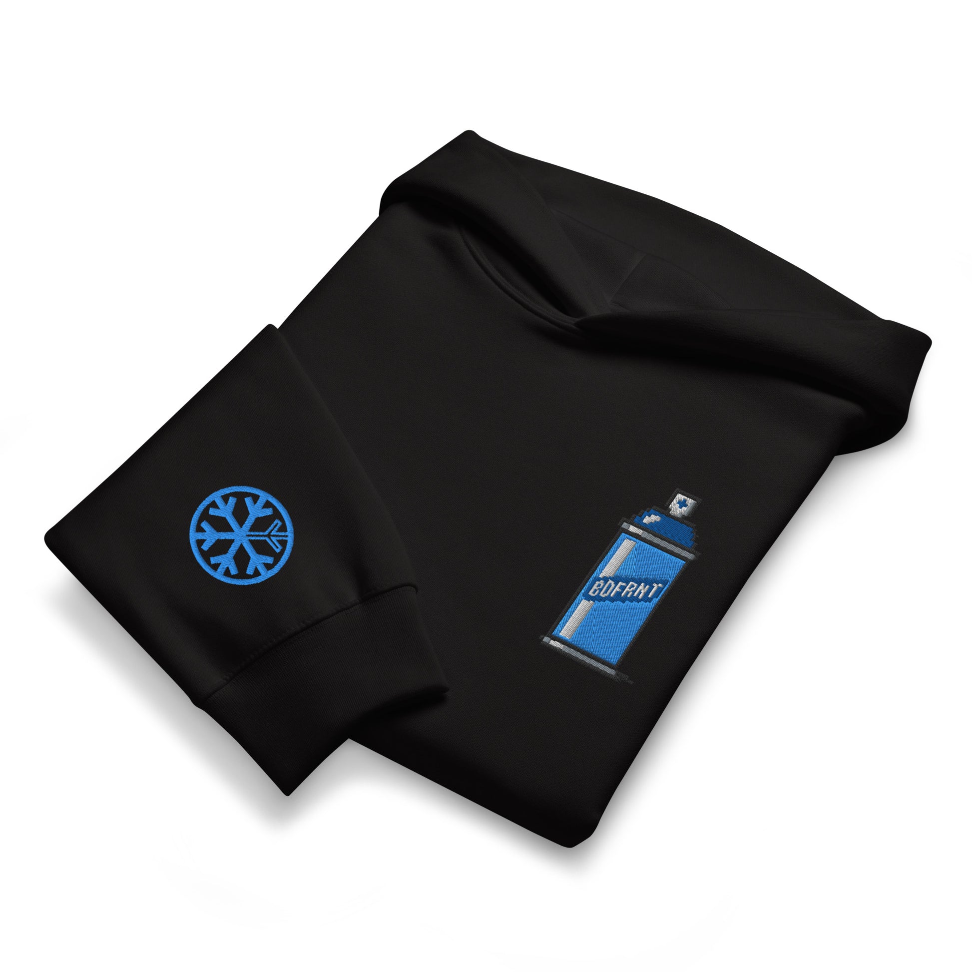 Black-Pixel Spray Can Graffiti Hoodie from B.Different Clothing, folded, graffiti-inspired streetwear oversized heavyweight