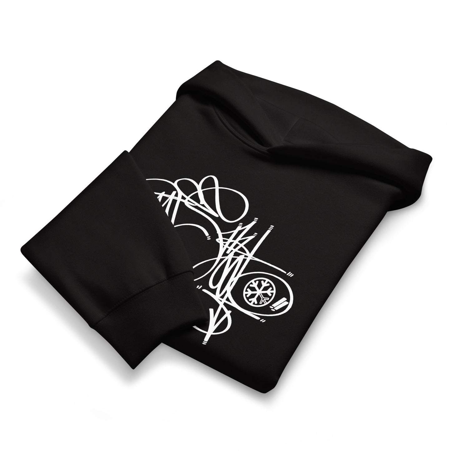 Black-Misfit Tag Hoodie by Graffiti Dad from B.Different Clothing, folded, graffiti-inspired streetwear, oversized heavyweight