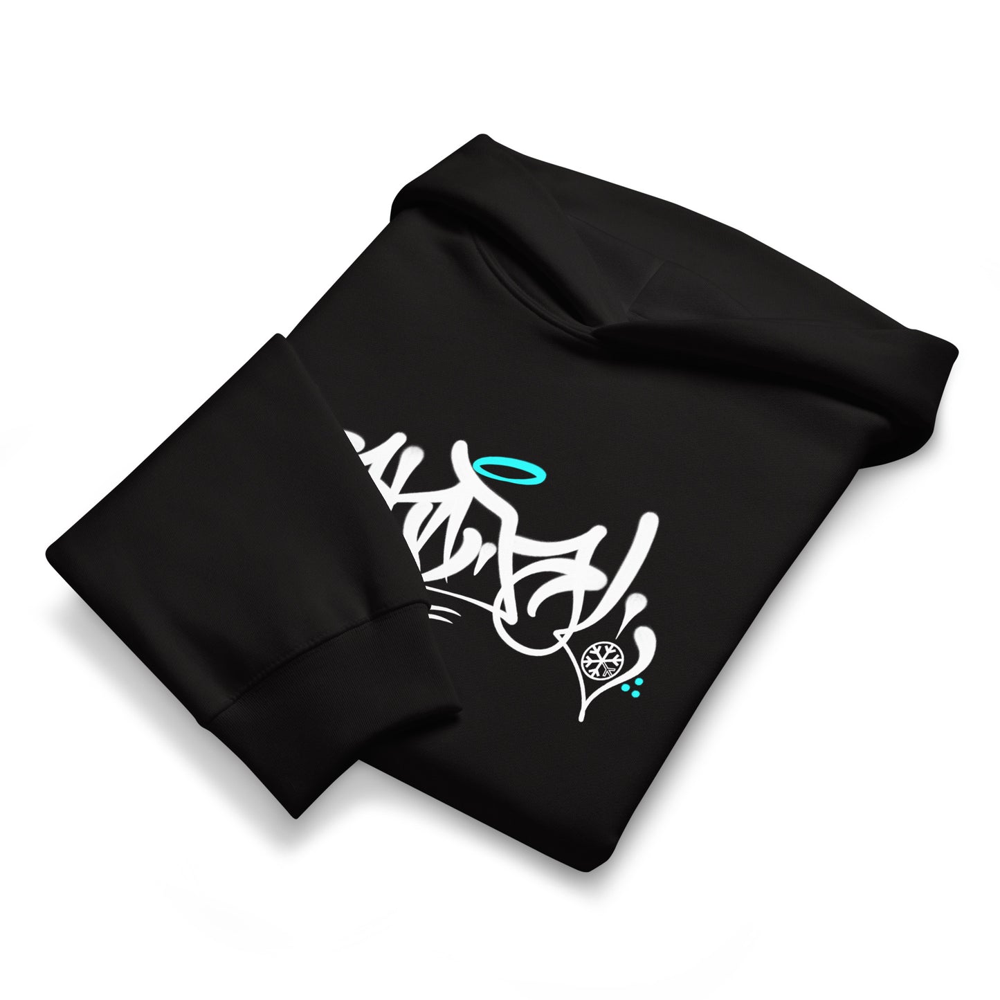 Black-Vandal Graffiti Tag Hoodie by Caos One from B.Different Clothing, folded, graffiti-inspired streetwear, oversized heavyweight