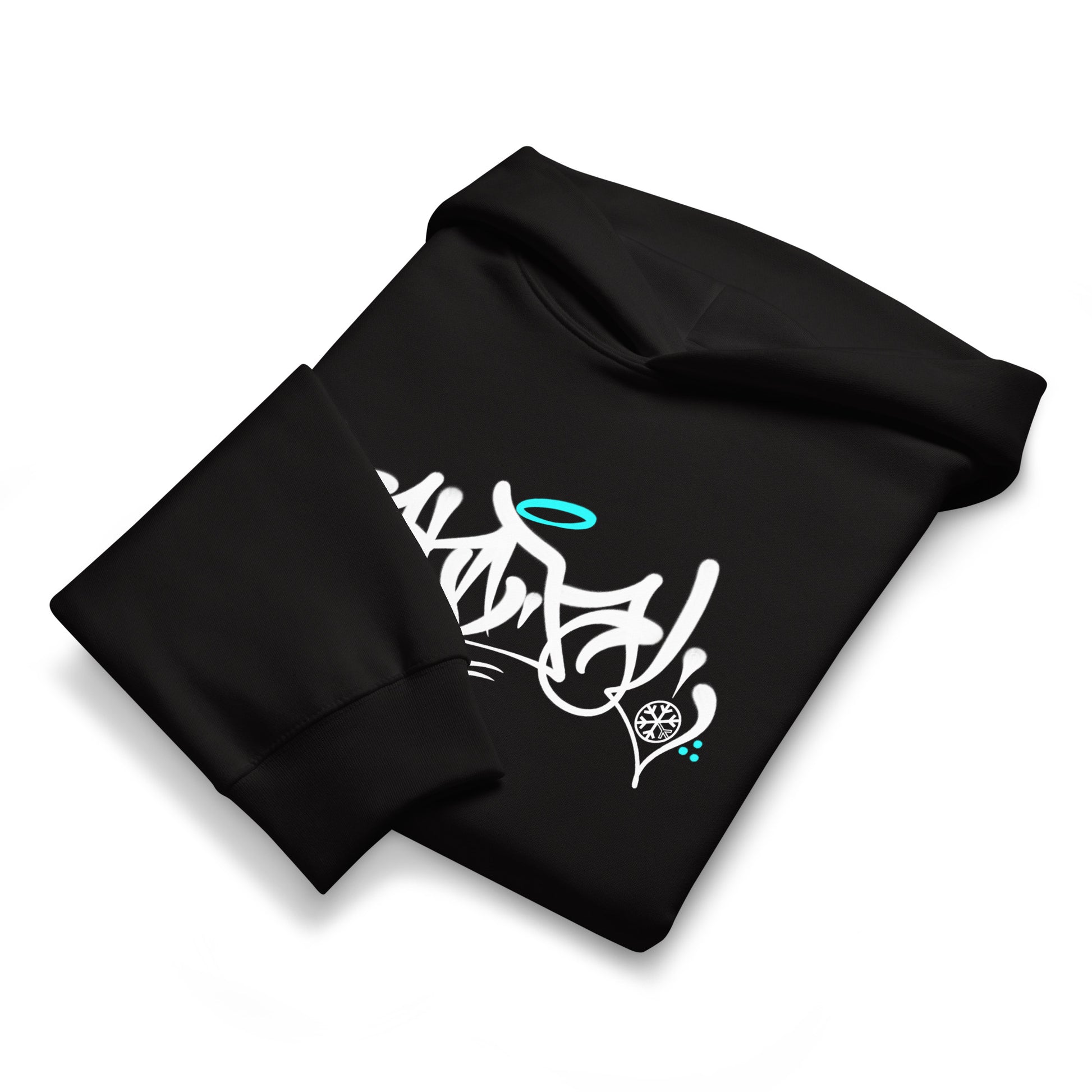 Black-Vandal Graffiti Tag Hoodie by Caos One from B.Different Clothing, folded, graffiti-inspired streetwear, oversized heavyweight