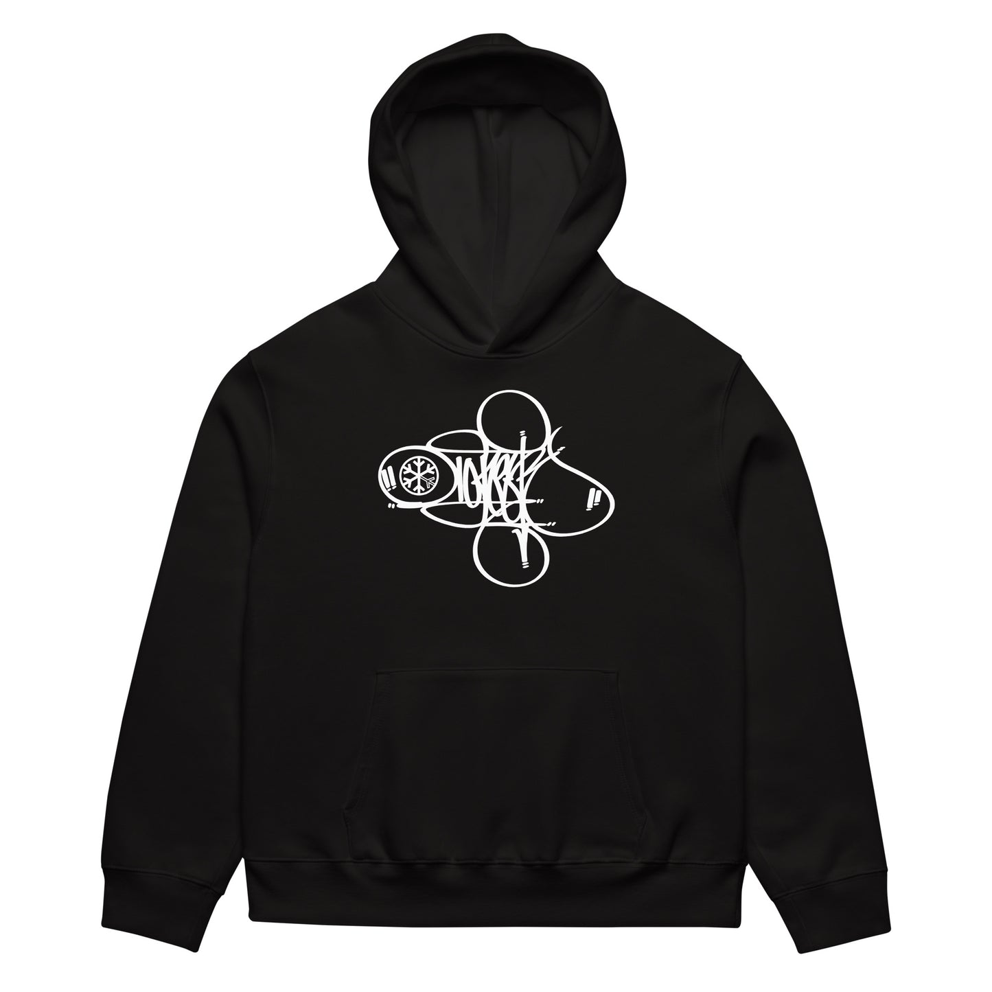 Black-Loner Tag by Graffiti Dad Hoodie from B.Different Clothing, front view, graffiti-inspired streetwear, oversized heavyweight