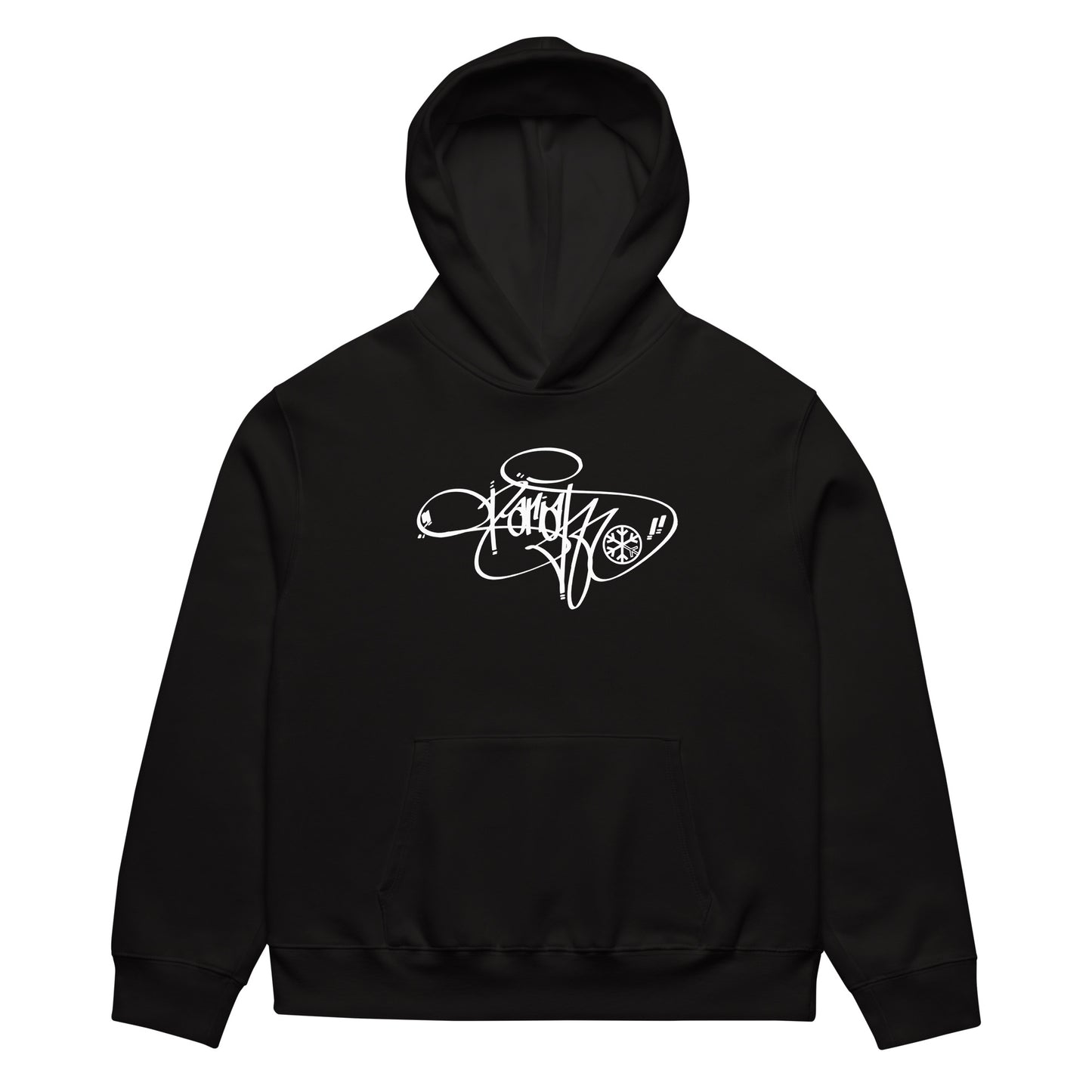 Black-Pariah Tag Hoodie by Graffiti Dad from B.Different Clothing, front view, graffiti-inspired streetwear, oversized heavyweight