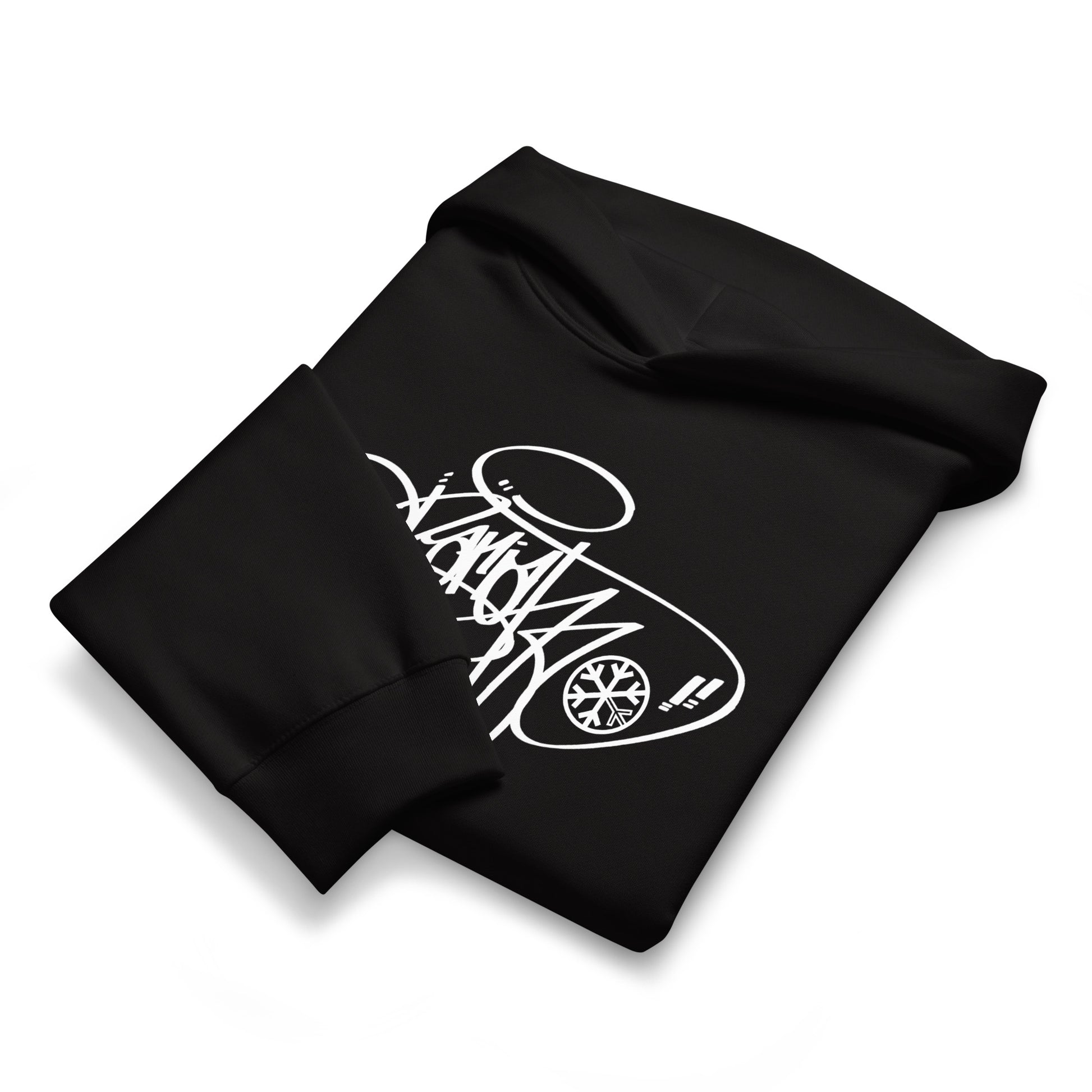 Black-Pariah Tag Hoodie by Graffiti Dad from B.Different Clothing, folded, graffiti-inspired streetwear, oversized heavyweight