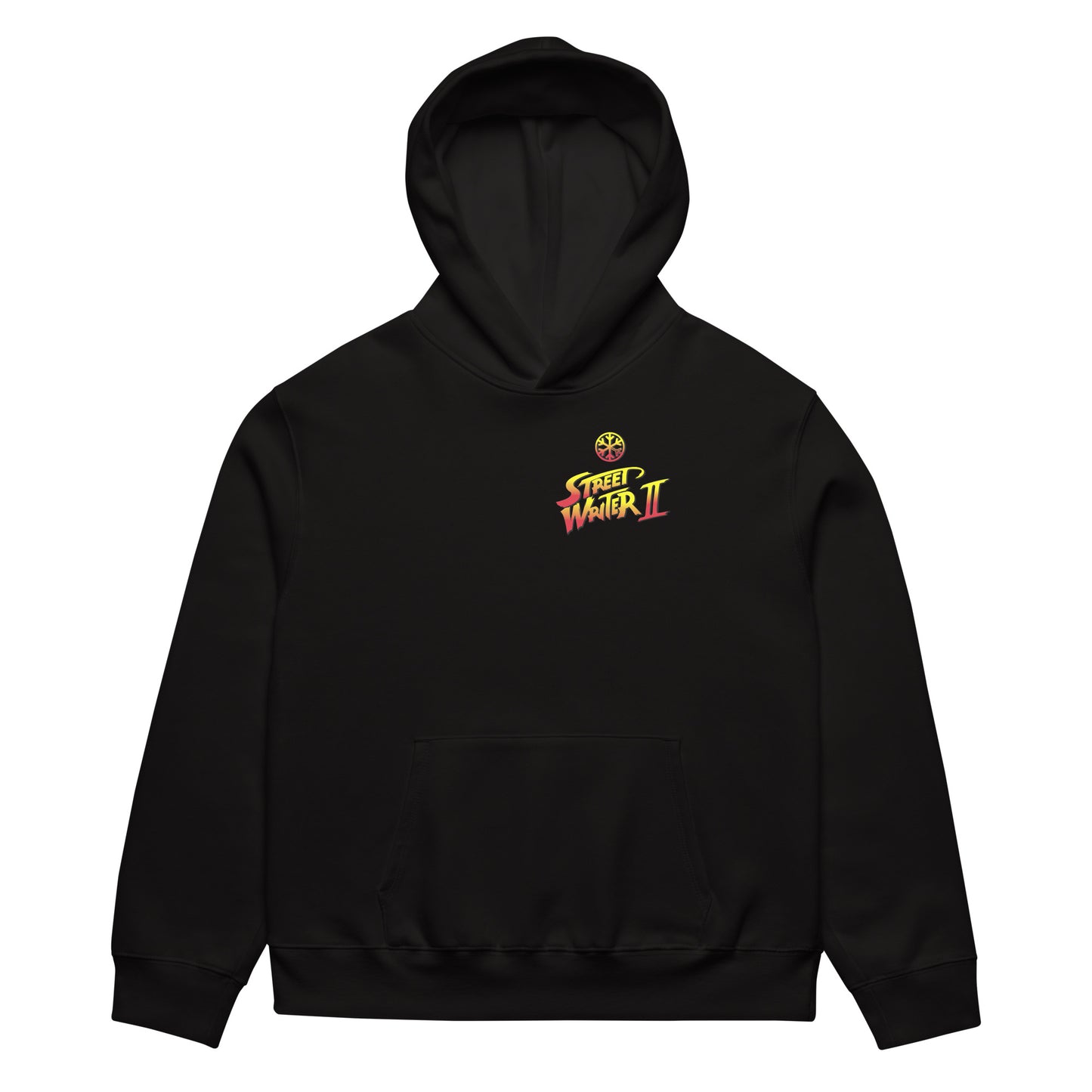 Black-Street Writer II Graffiti Hoodie from B.Different Clothing, front view, graffiti-inspired streetwear, oversized heavyweight