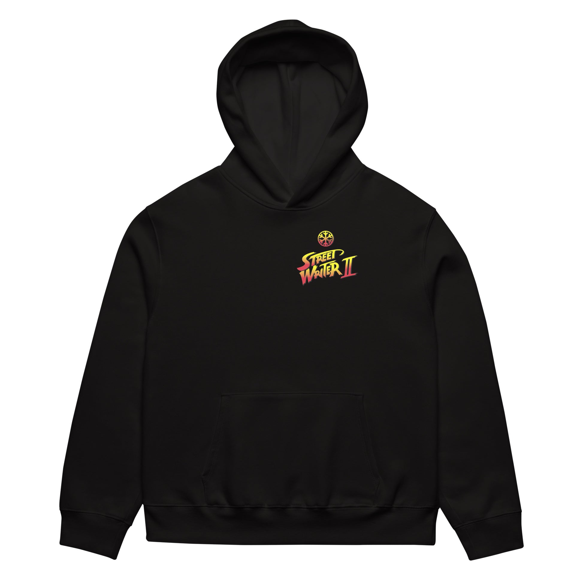 Black-Street Writer II Graffiti Hoodie from B.Different Clothing, front view, graffiti-inspired streetwear, oversized heavyweight