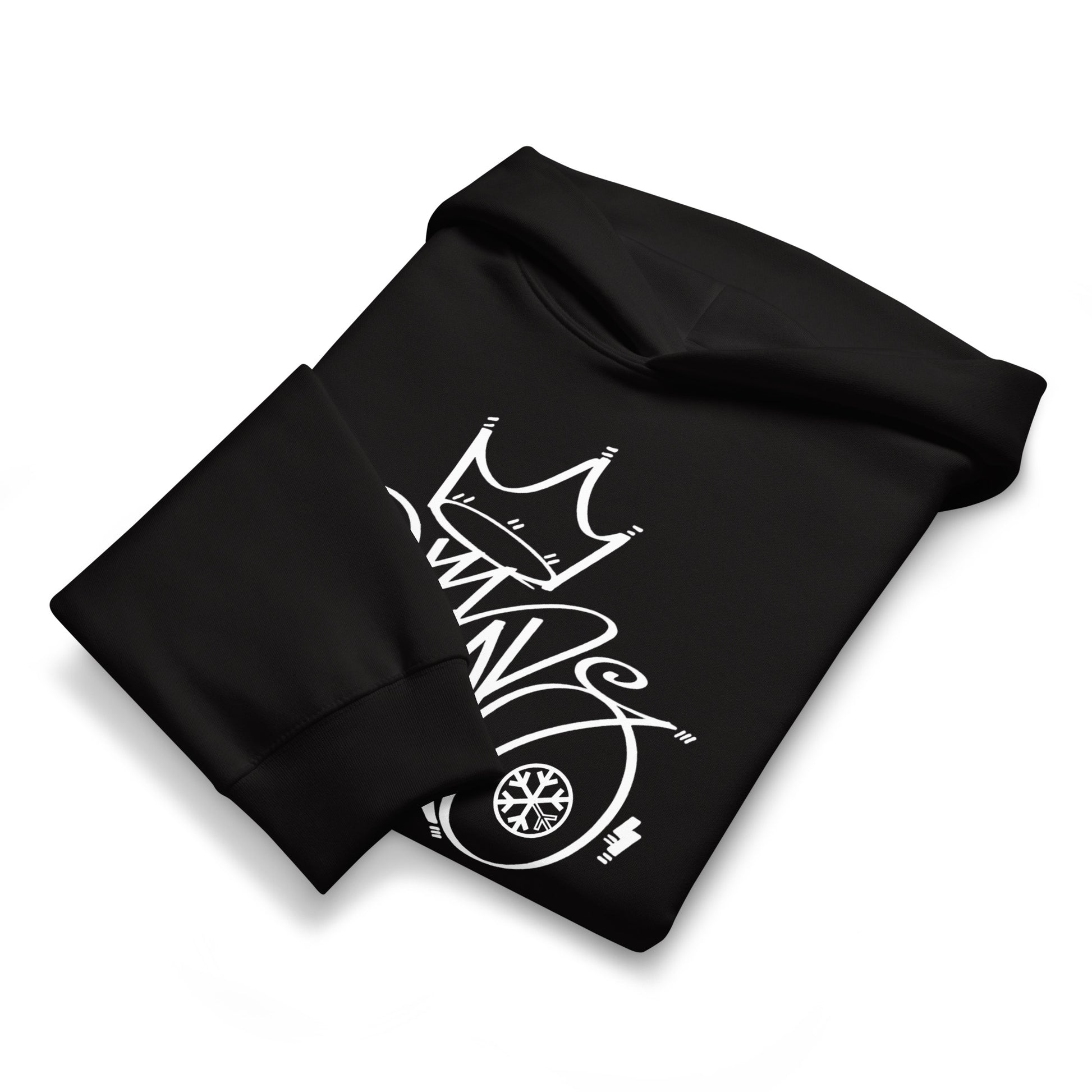 Black-Mop King Tag Hoodie by Graffiti Dad from B.Different Clothing, folded, graffiti-inspired streetwear, oversized heavyweight