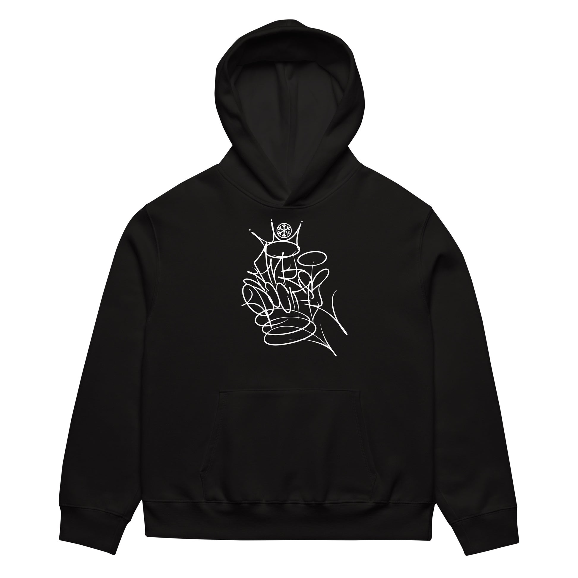 Black-Antisocial Graffiti Tag Hoodie by Caos One from B.Different Clothing, front view, graffiti-inspired streetwear, oversized heavyweight