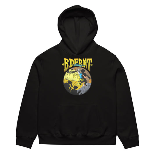 Black-Street Spotlight Graffiti Hoodie by Trk One from B.Different Clothing, front view, graffiti-inspired streetwear, oversized heavyweight