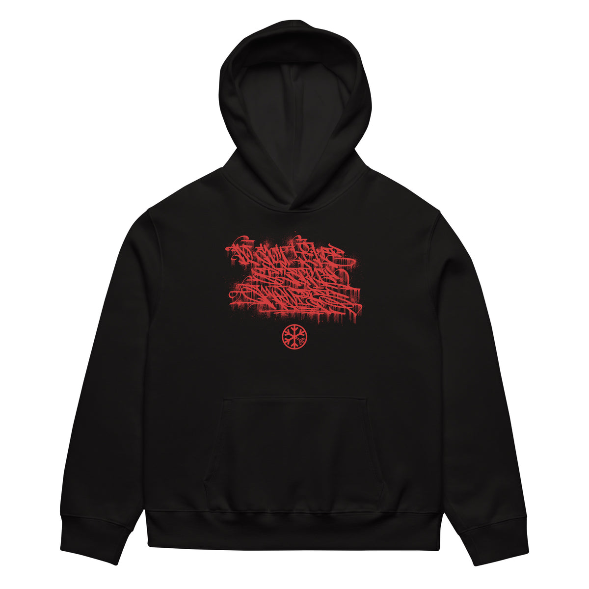Black-Do You Like Scary Movies Graffiti Hoodie by Shew from B.Different Clothing, front view, graffiti-inspired streetwear, oversized heavyweight