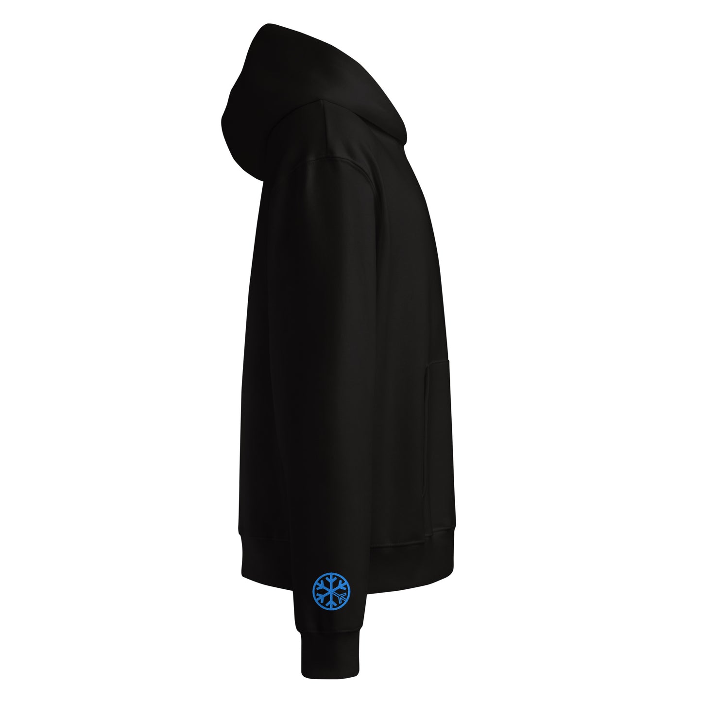 Black-Pixel Balaclava Graffiti Hoodie from B.Different Clothing, side view, graffiti-inspired streetwear, oversized heavyweight