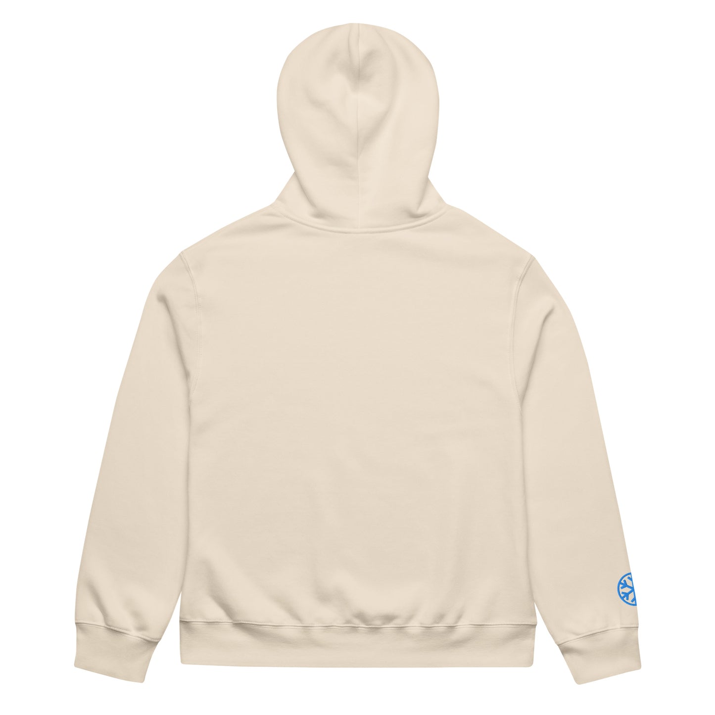 Beige-Pixel Balaclava Graffiti Hoodie from B.Different Clothing, back view, graffiti-inspired streetwear, oversized heavyweight