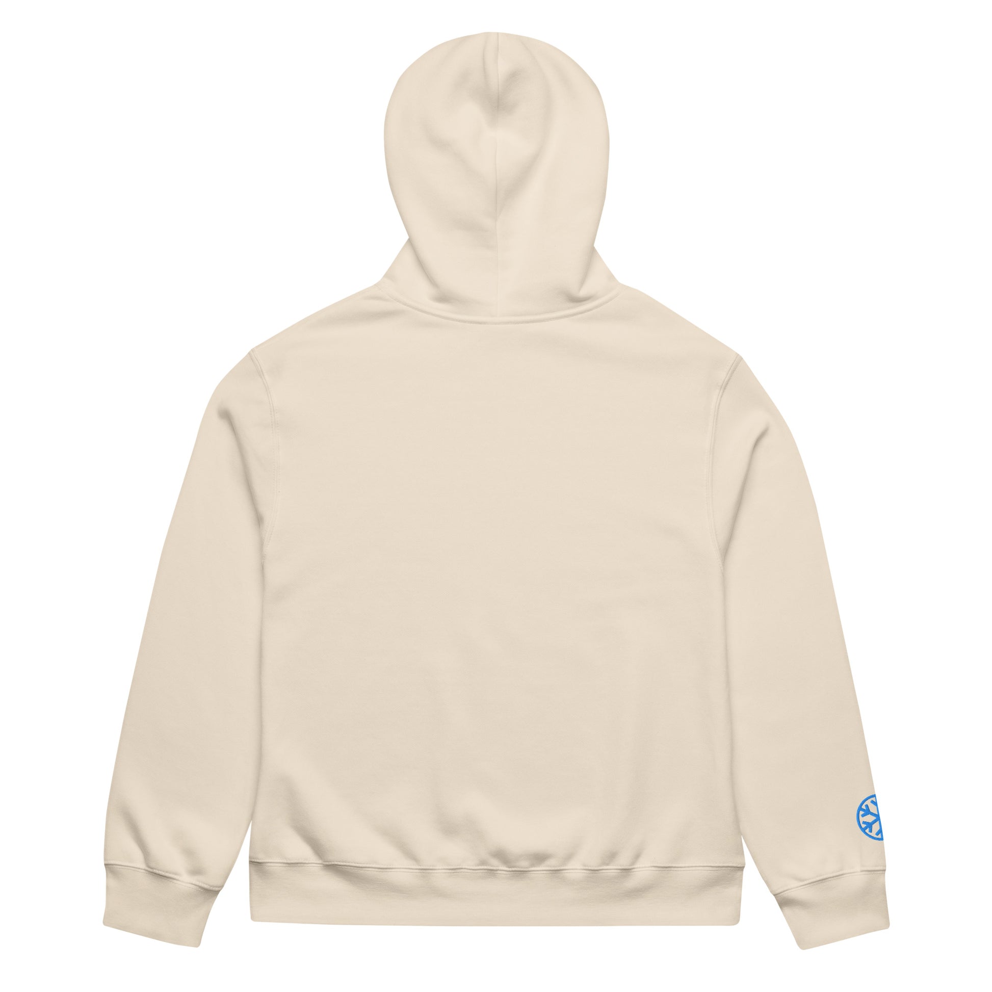 Beige-Pixel Balaclava Graffiti Hoodie from B.Different Clothing, back view, graffiti-inspired streetwear, oversized heavyweight