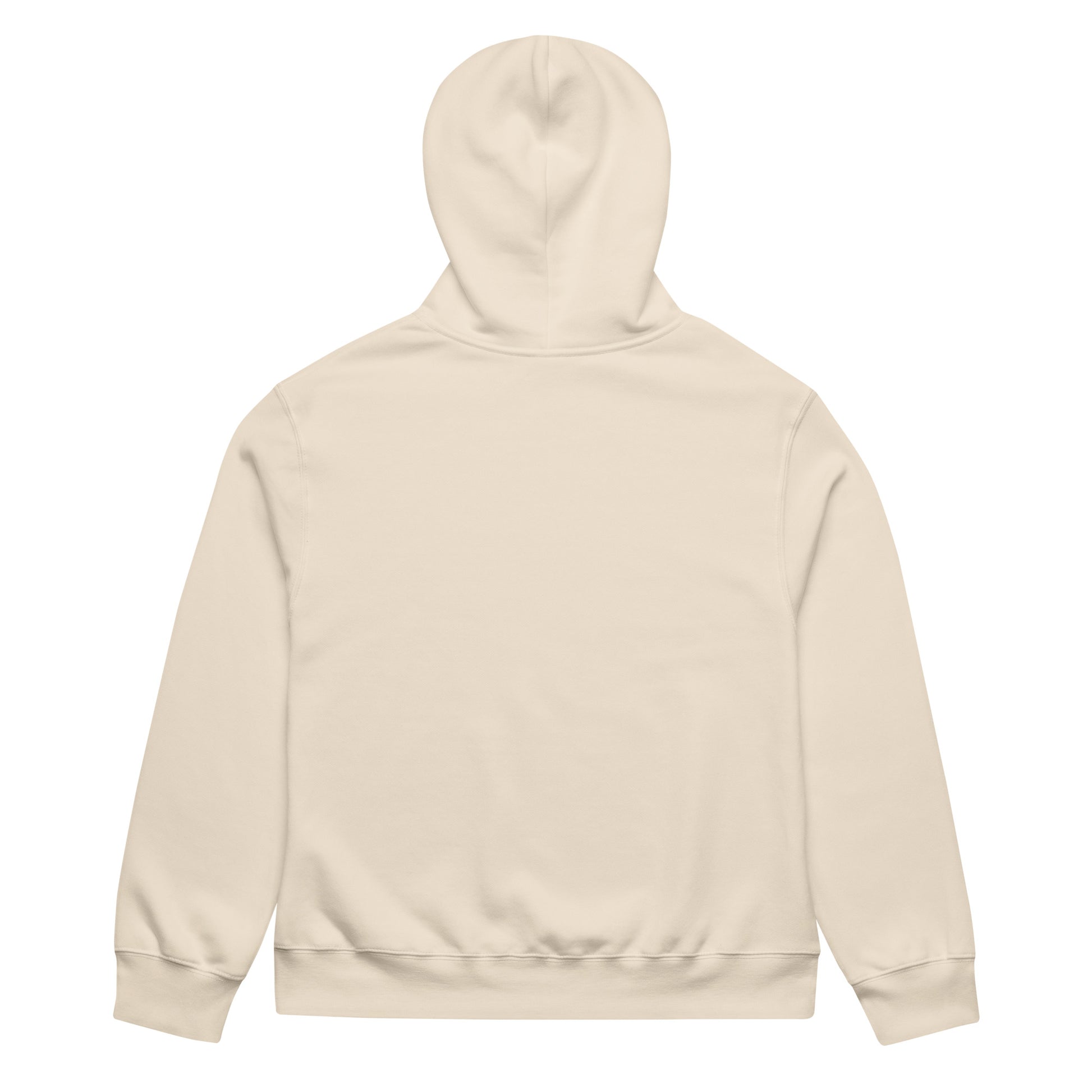 Beige-Misfit Tag Hoodie by Graffiti Dad from B.Different Clothing, back view, graffiti-inspired streetwear, oversized heavyweight