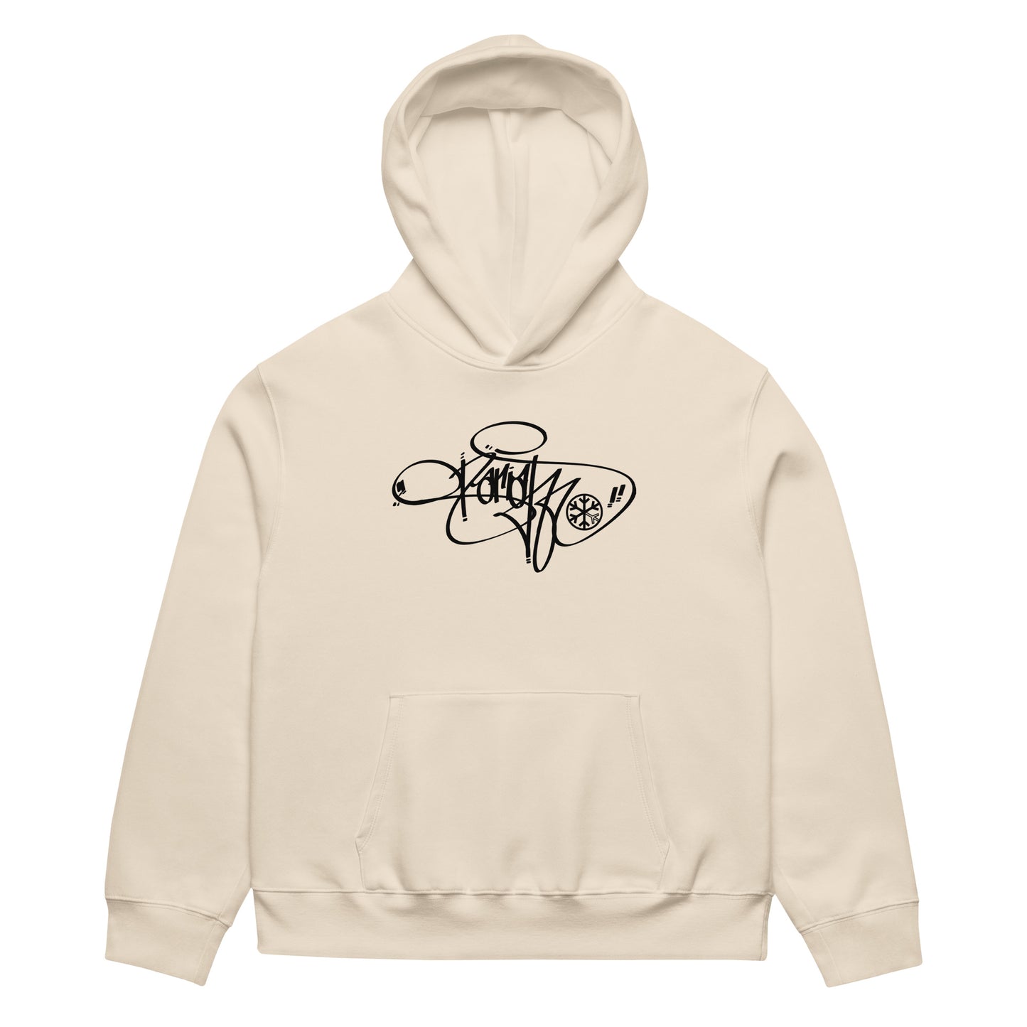 Beige-Pariah Tag Hoodie by Graffiti Dad from B.Different Clothing, front view, graffiti-inspired streetwear, oversized heavyweight