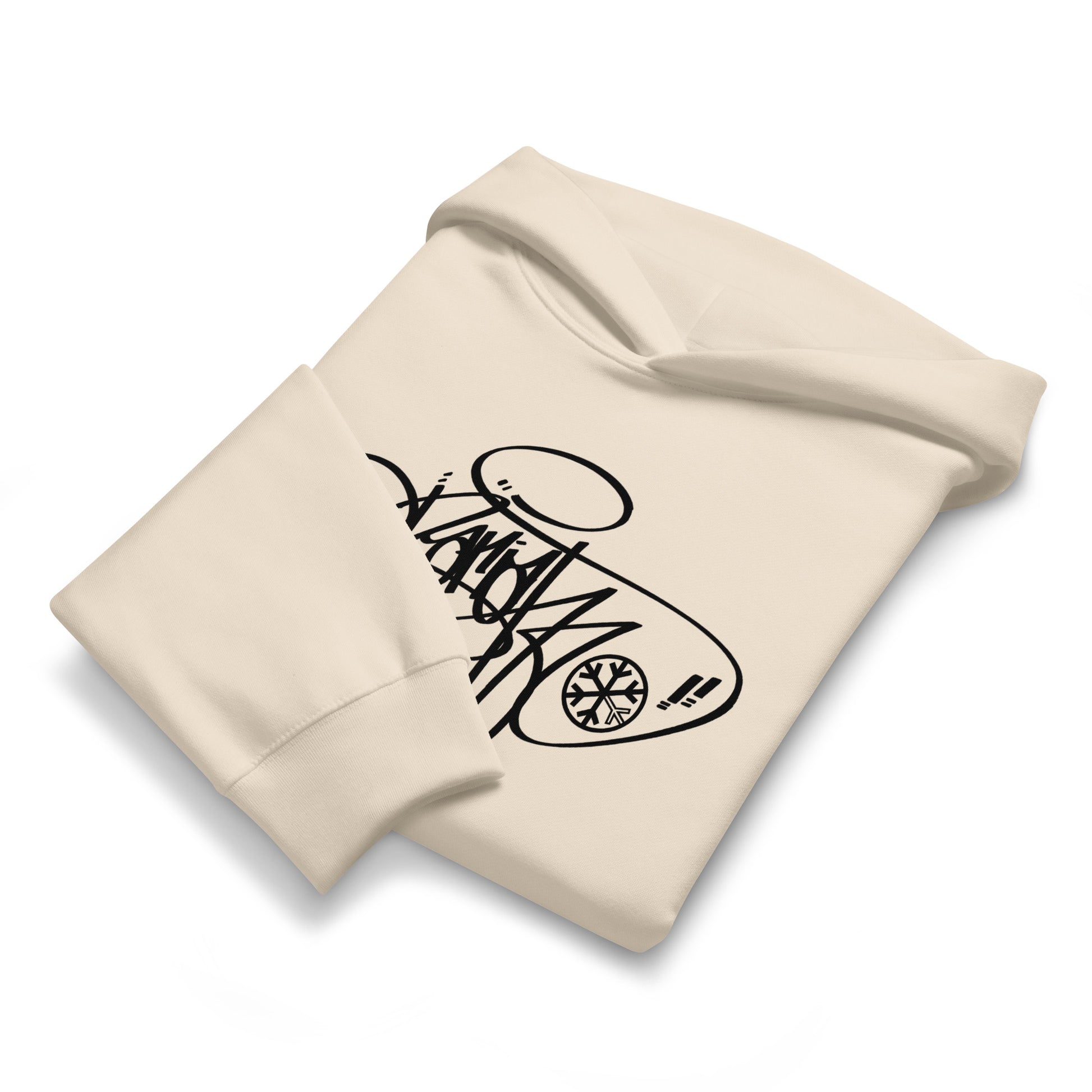 Beige-Pariah Tag Hoodie by Graffiti Dad from B.Different Clothing, folded graffiti-inspired streetwear, oversized heavyweight
