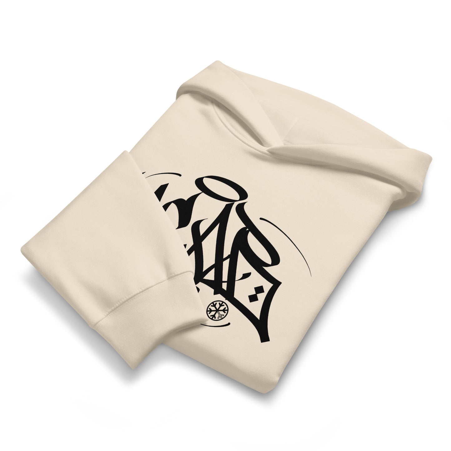 Beige-Acab Graffiti Tag Hoodie by Caos One from B.Different Clothing, folded, graffiti-inspired streetwear, oversized heavyweight