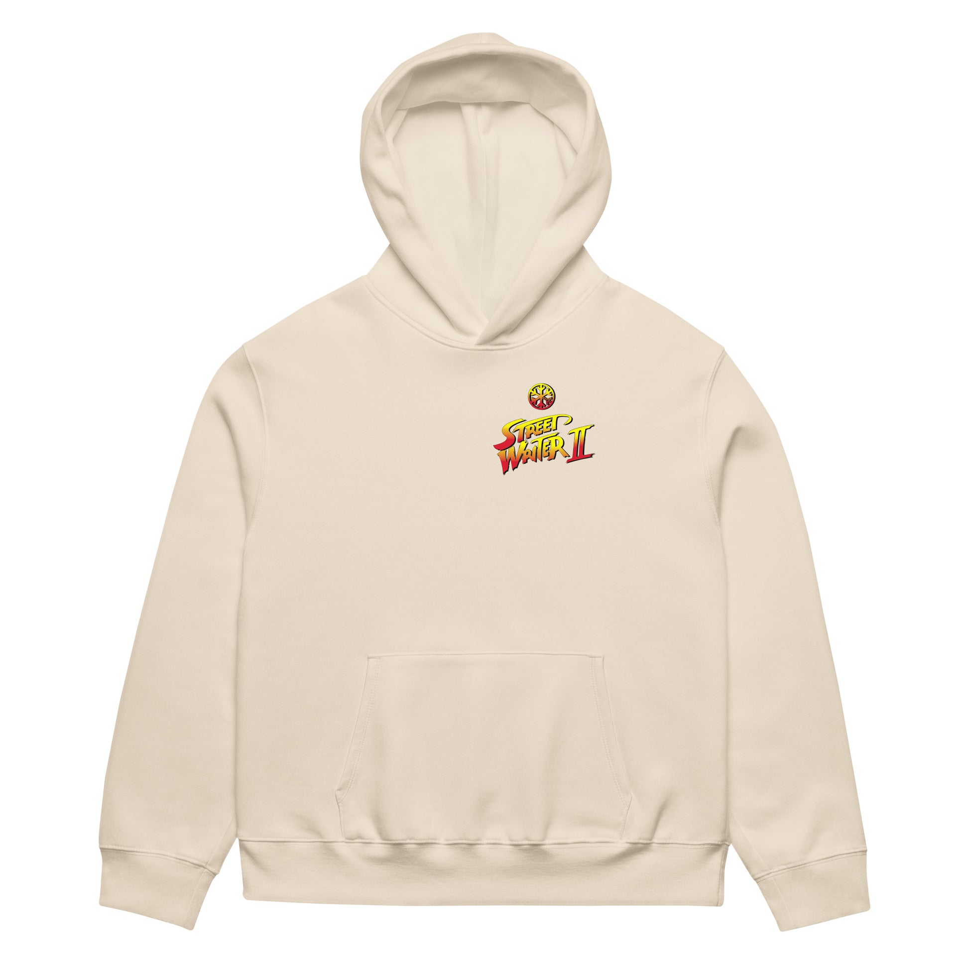 Beige-Street Writer II Graffiti Hoodie from B.Different Clothing, front view, graffiti-inspired streetwear, oversized heavyweight
