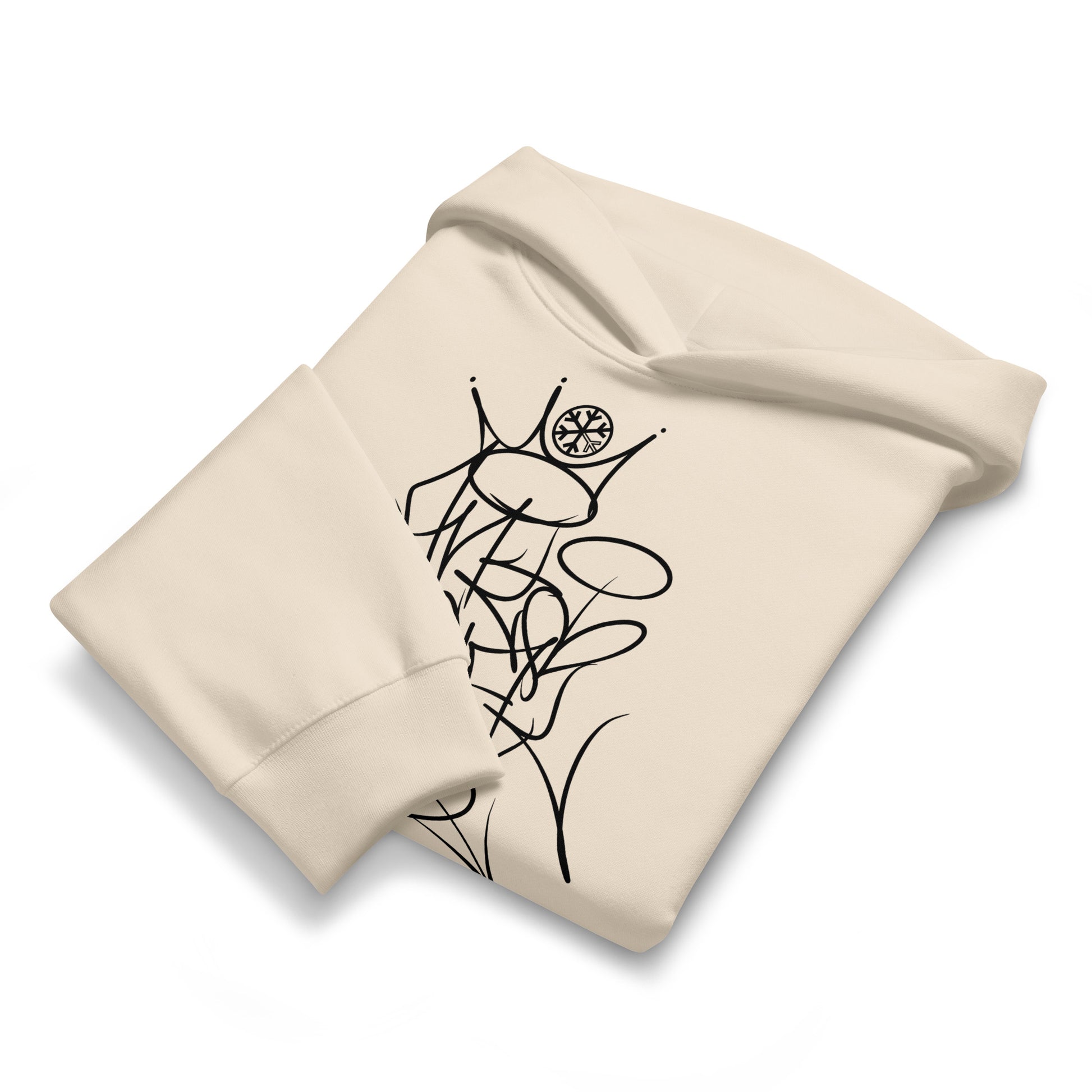 Beige-Antisocial Graffiti Tag Hoodie by Caos One from B.Different Clothing, folded, graffiti-inspired streetwear, oversized heavyweight
