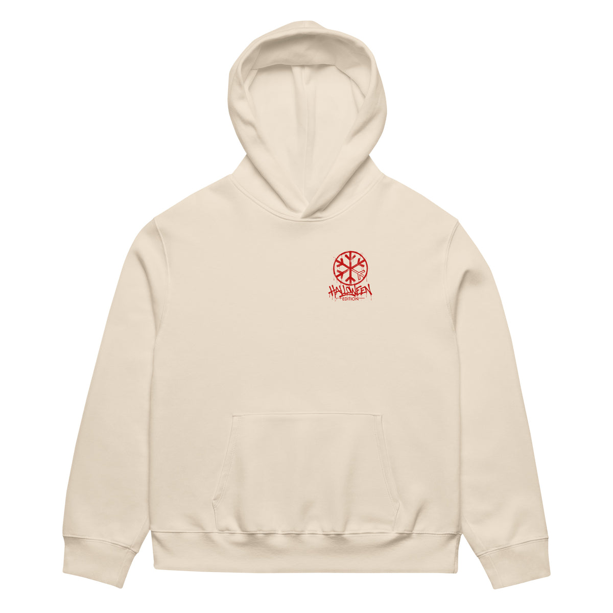Beige-Raks The Puppet Graffiti Hoodie by Emti from B.Different Clothing, front view, graffiti-inspired streetwear, oversized heavyweight