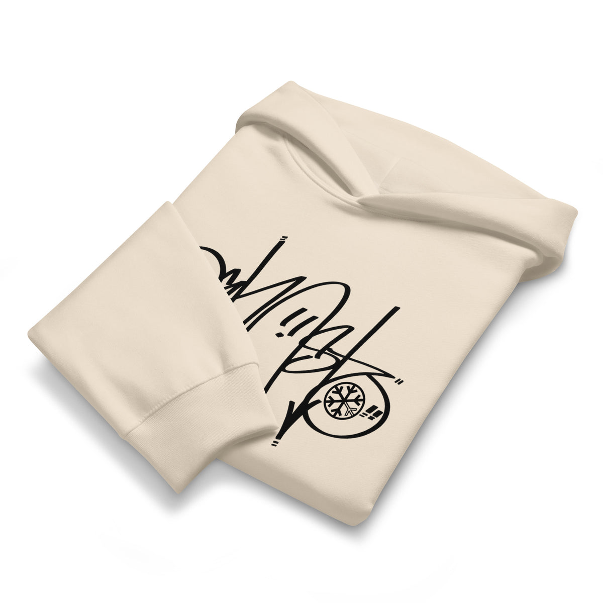 Beige-Ghost Tag Hoodie by Graffiti Dad from B.Different Clothing, folded, graffiti-inspired streetwear, oversized heavyweight