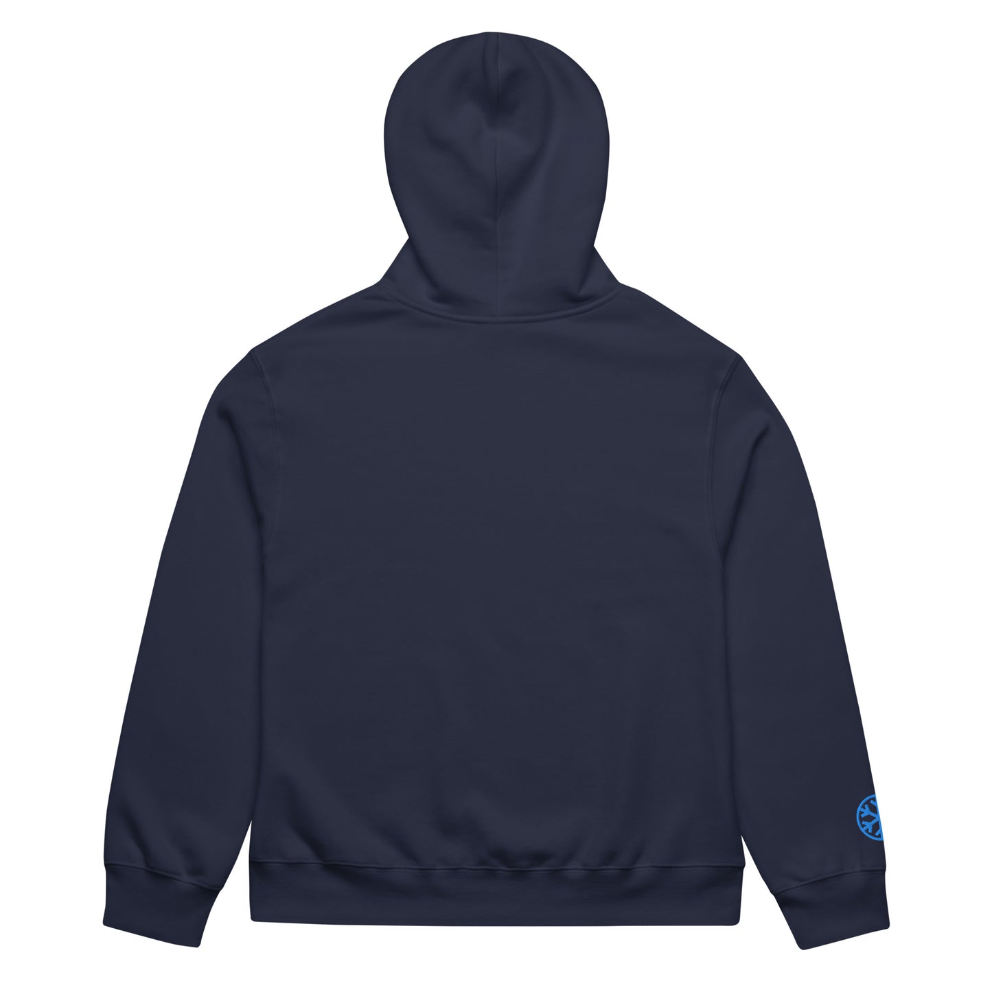 Navy-Pixel Balaclava Graffiti Hoodie from B.Different Clothing, back view, graffiti-inspired streetwear, oversized heavyweight