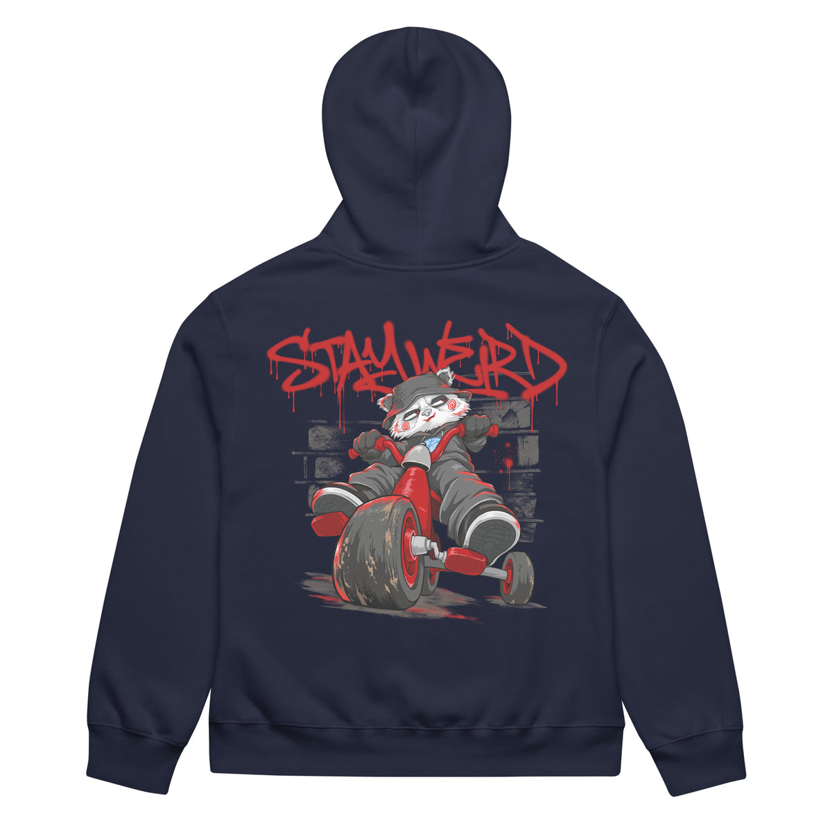 Navy-Raks The Puppet Graffiti Hoodie by Emti from B.Different Clothing, back view, graffiti-inspired streetwear, oversized heavyweight