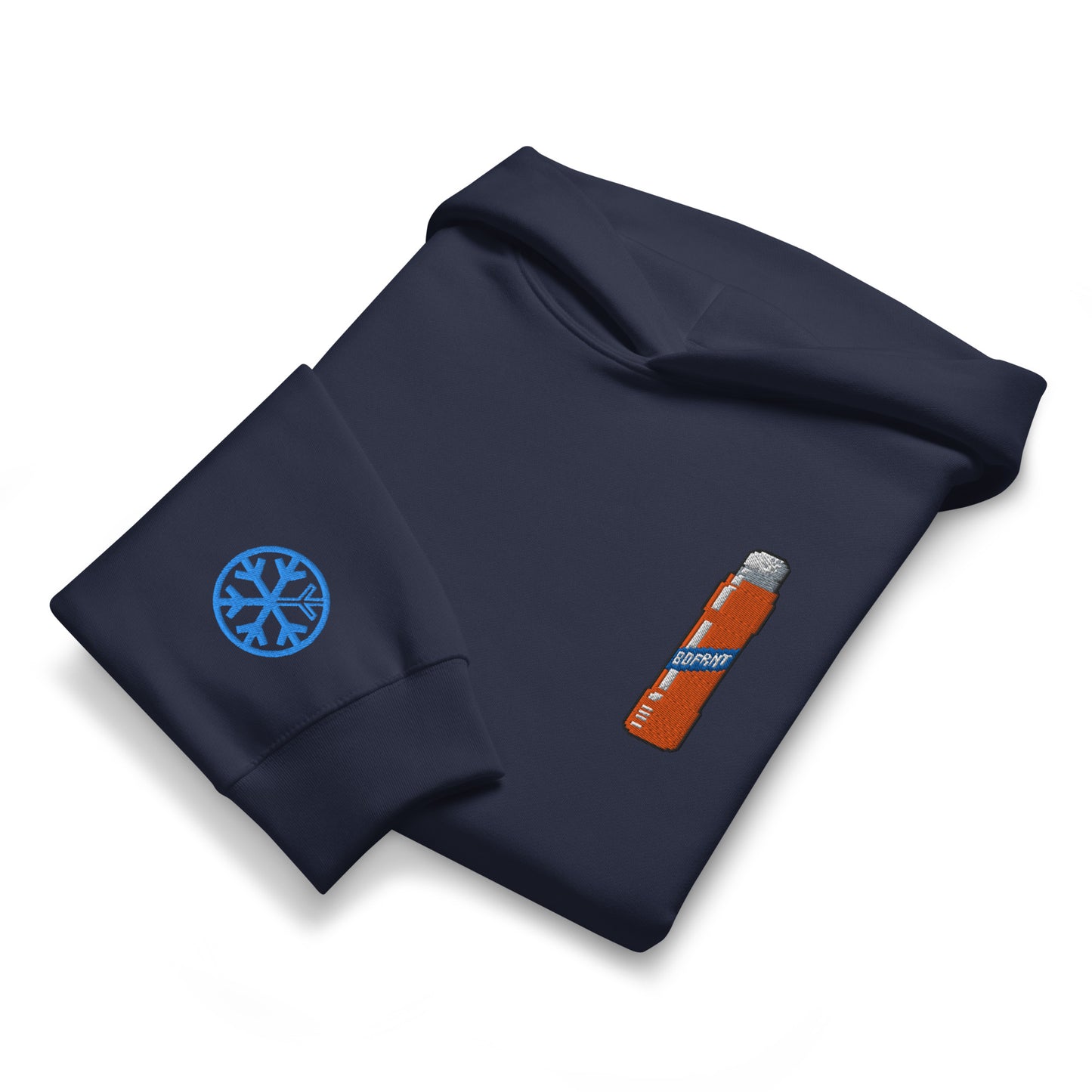 Navy-Pixel Marker Graffiti Hoodie from B.Different Clothing, folded, graffiti-inspired streetwear, oversized heavyweight