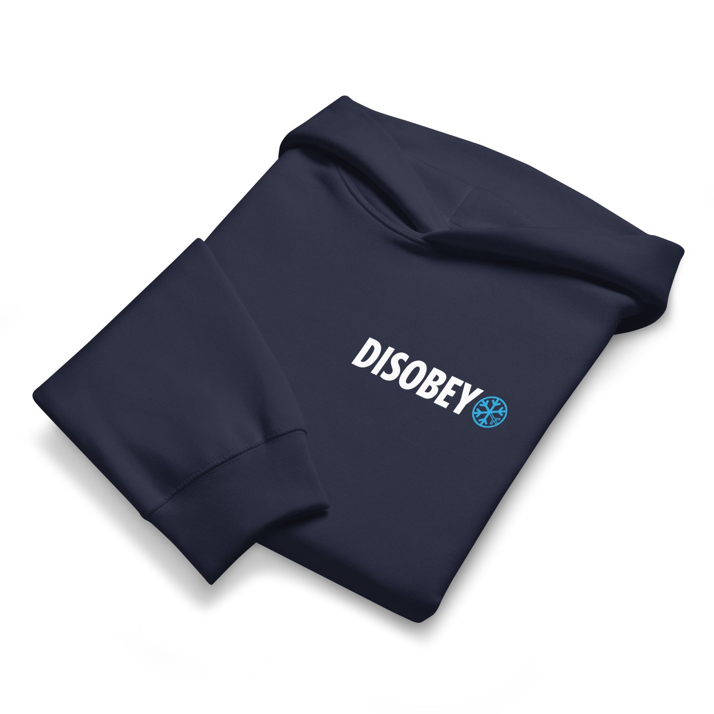 Navy-Pixel Disobey Hoodie from B.Different Clothing, folded, graffiti-inspired streetwear, oversized heavyweight