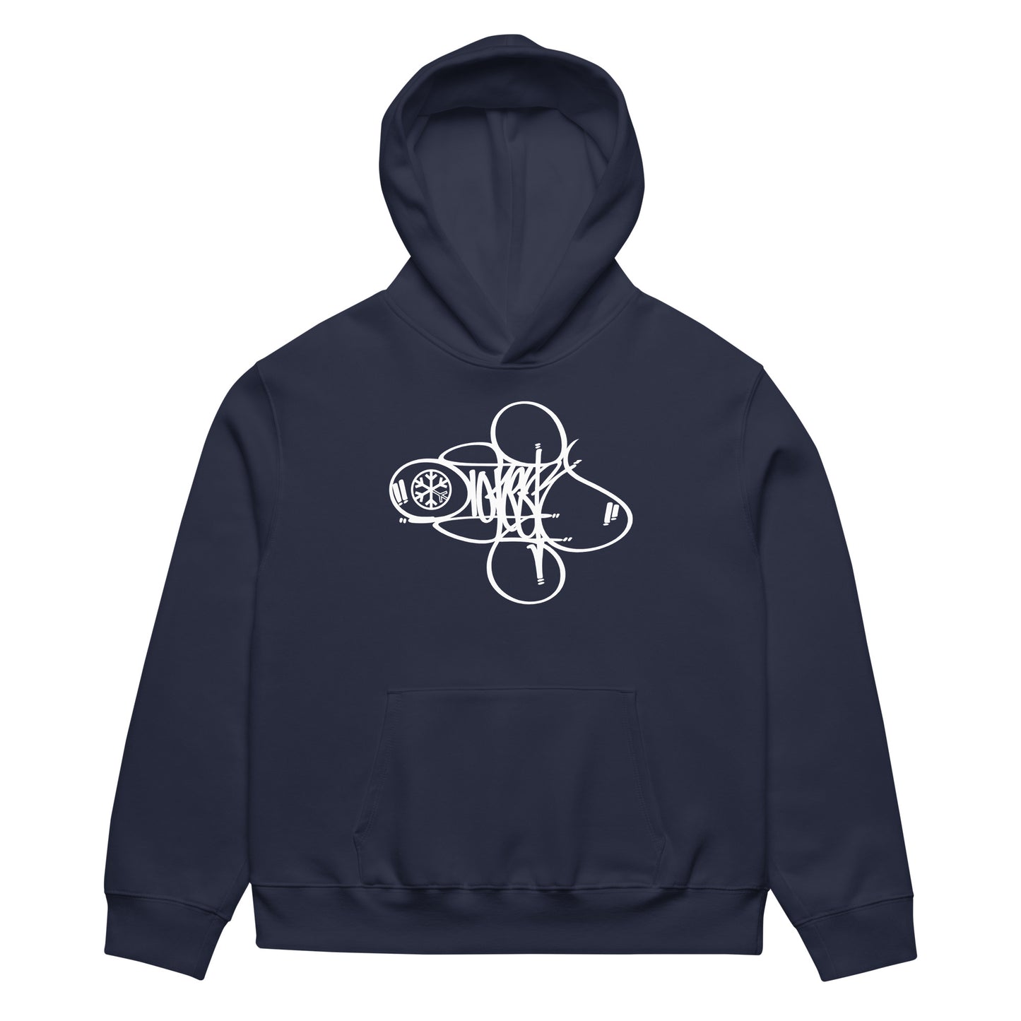 Navy-Loner Tag by Graffiti Dad Hoodie from B.Different Clothing, front view, graffiti-inspired streetwear, oversized heavyweight