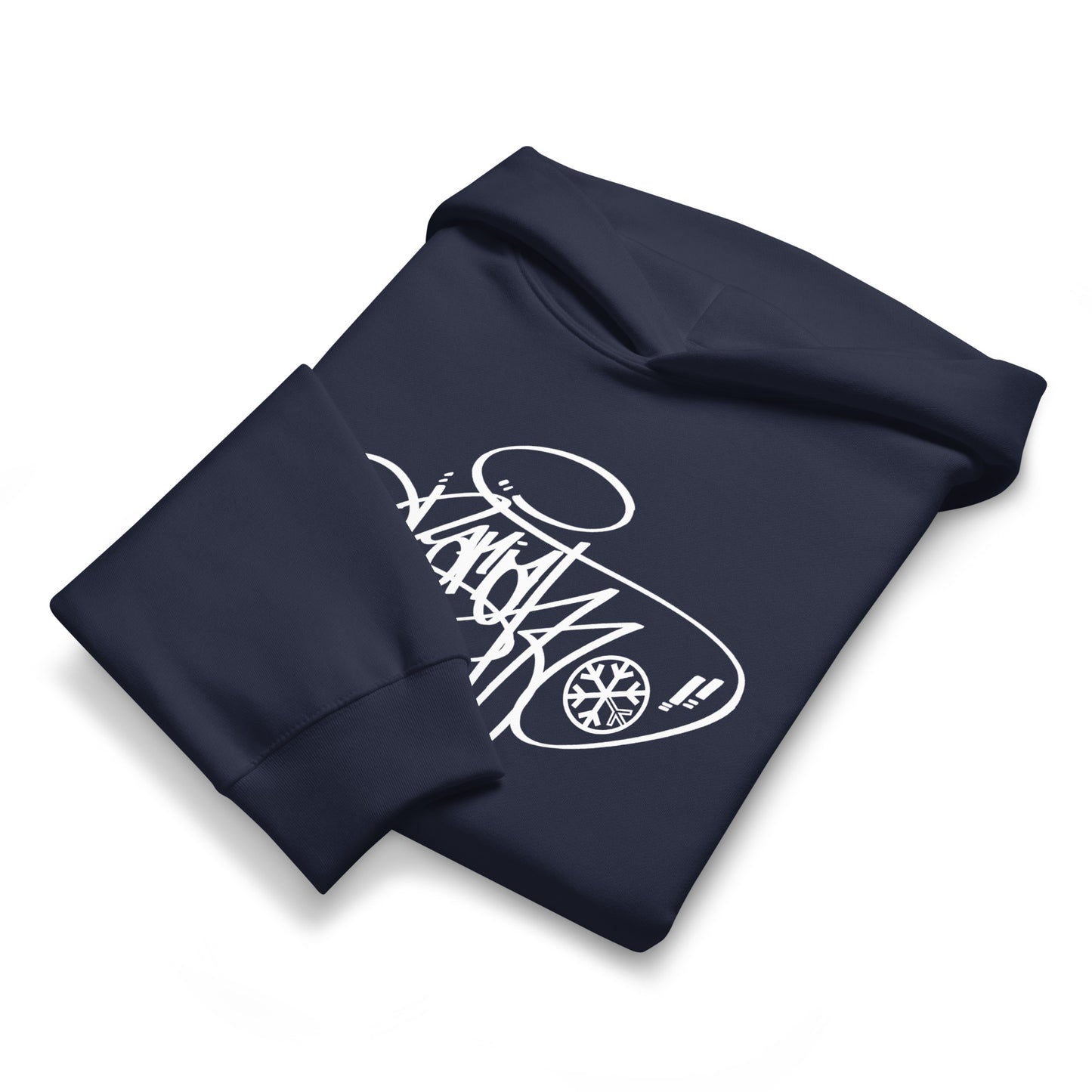Navy-Pariah Tag Hoodie by Graffiti Dad from B.Different Clothing, folded, graffiti-inspired streetwear, oversized heavyweight