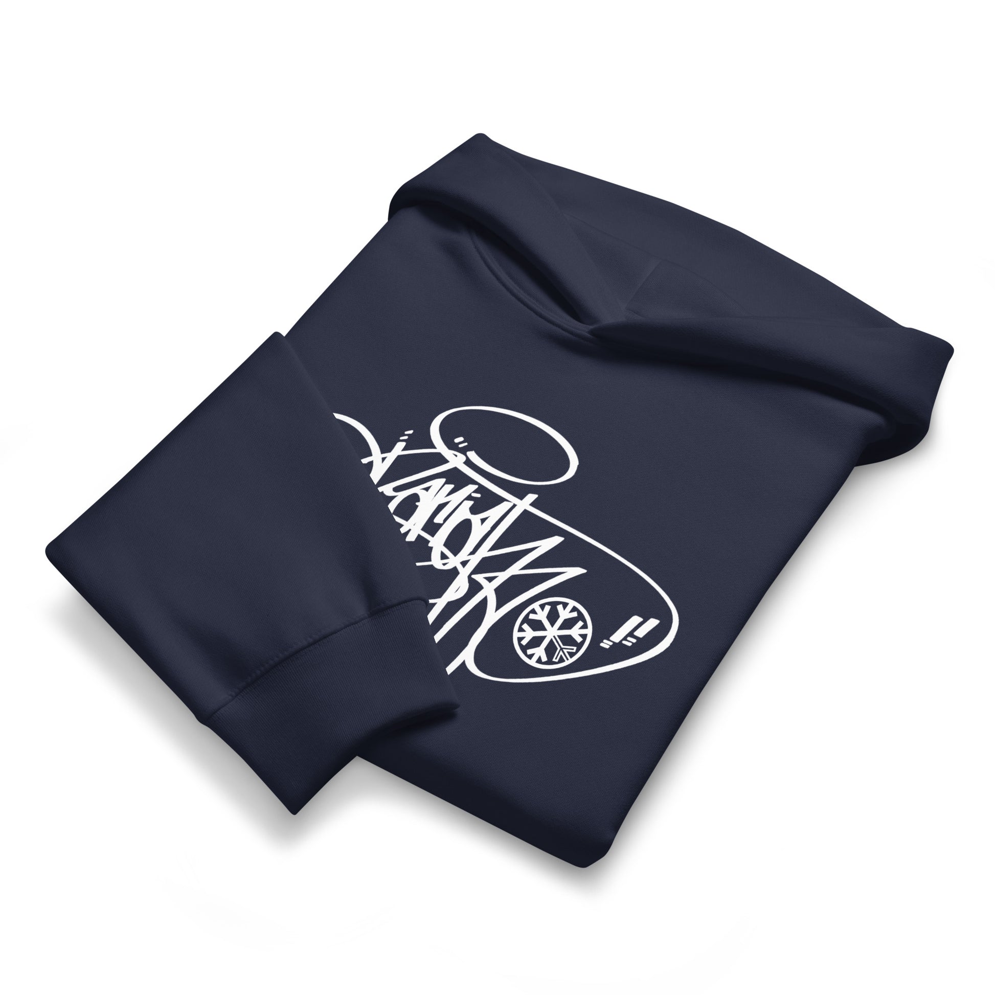 Navy-Pariah Tag Hoodie by Graffiti Dad from B.Different Clothing, folded, graffiti-inspired streetwear, oversized heavyweight