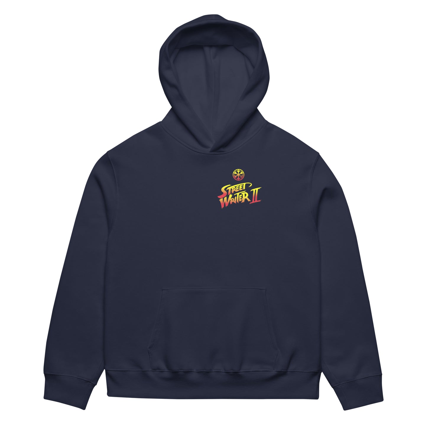 Navy-Street Writer II Graffiti Hoodie from B.Different Clothing, folded, graffiti-inspired streetwear, oversized heavyweight