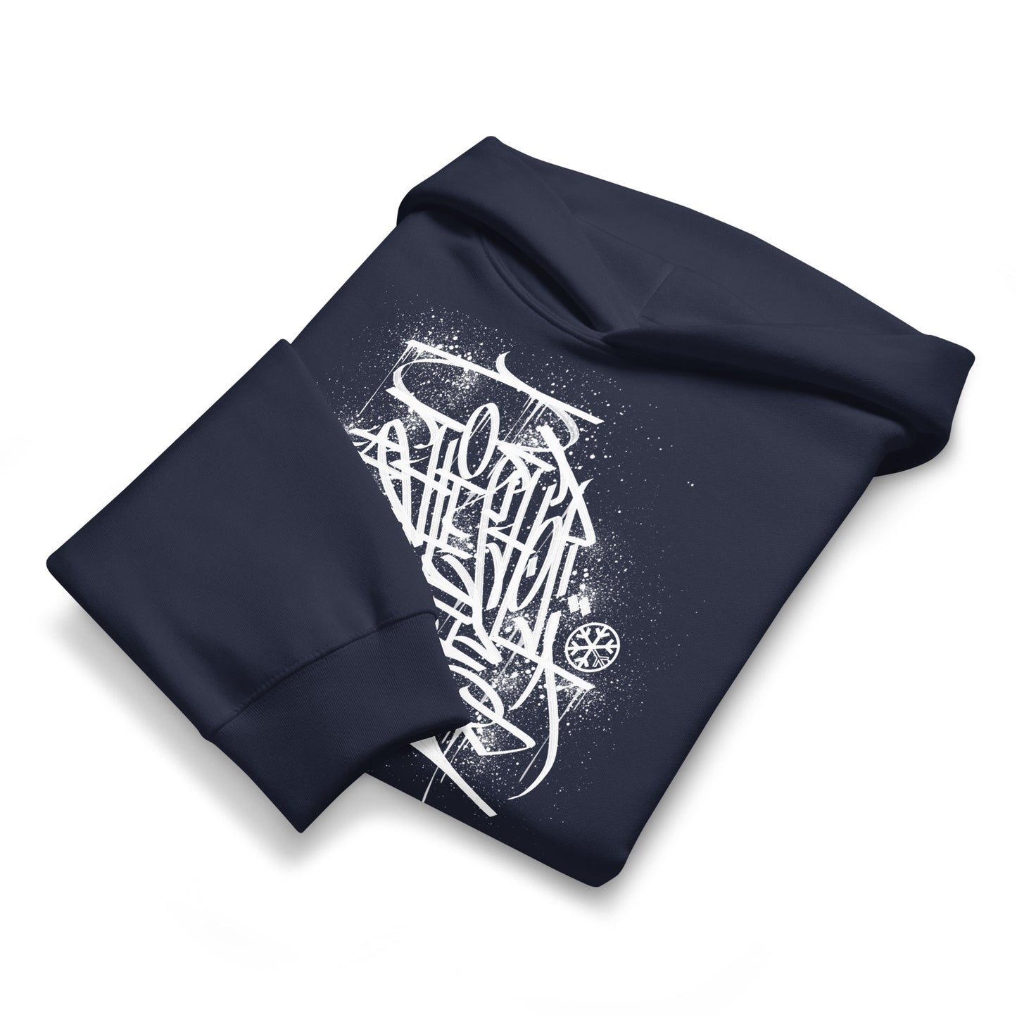 Navy-Hip Hop Love Graffiti Hoodie by Shew from B.Different Clothing, folded, graffiti-inspired streetwear, oversized heavyweight