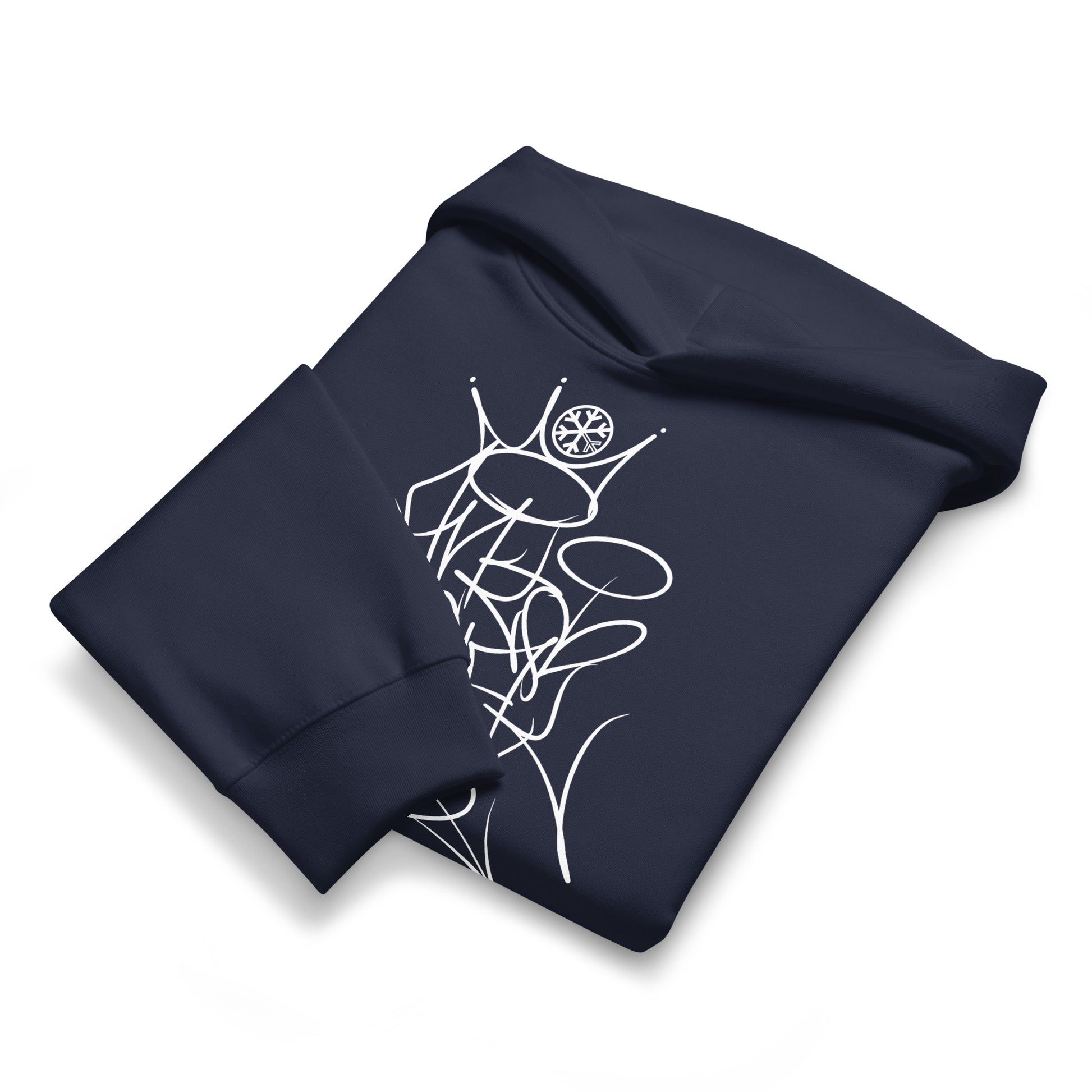 Navy-Antisocial Graffiti Tag Hoodie by Caos One from B.Different Clothing, folded, graffiti-inspired streetwear, oversized heavyweight