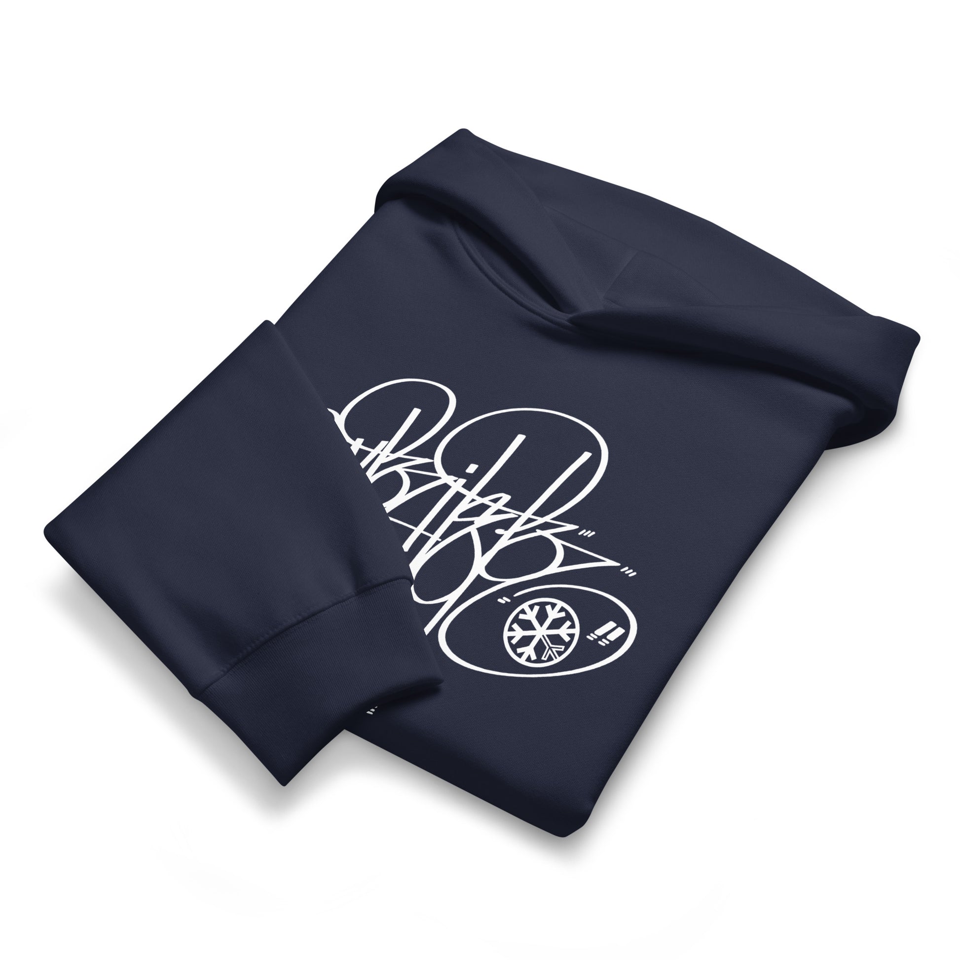 Navy-Writer Tag Hoodie by Graffiti Dad from B.Different Clothing, folded, graffiti-inspired streetwear, oversized heavyweight