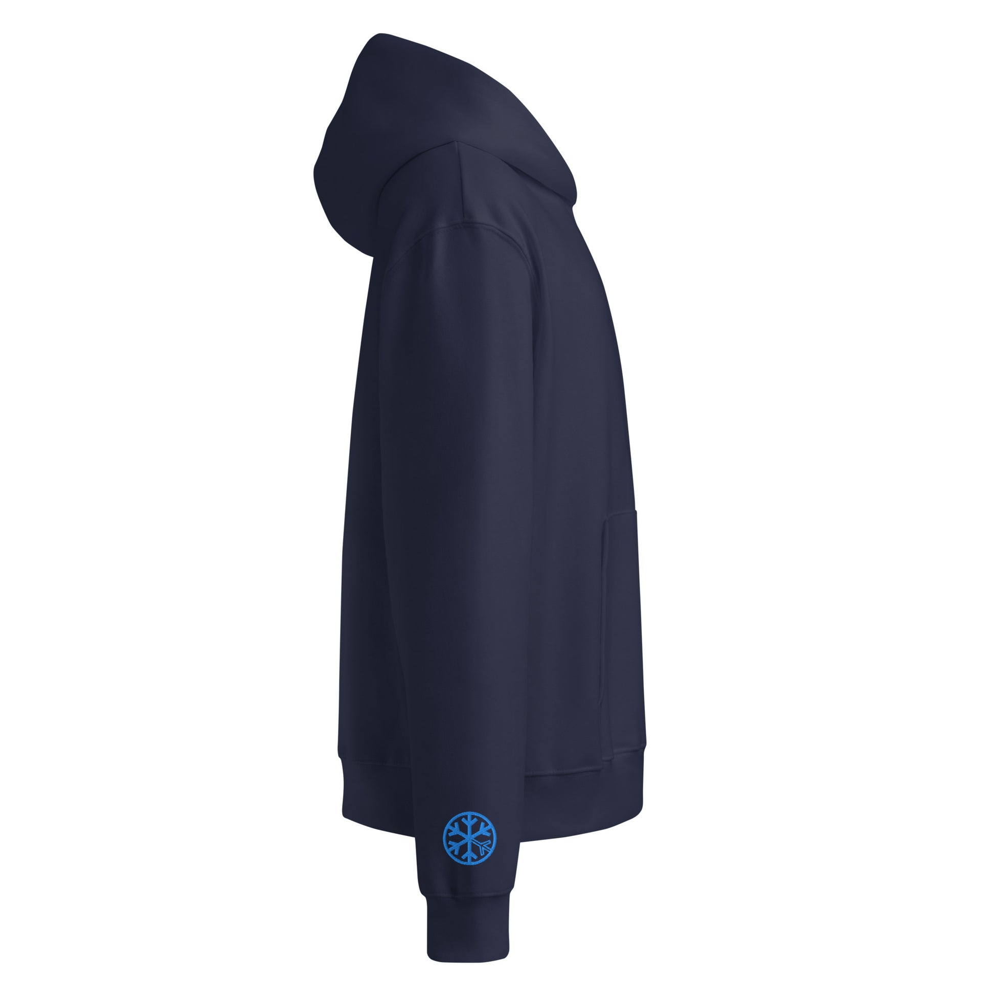 Navy-Pixel Spray Can Graffiti Hoodie from B.Different Clothing, side view, graffiti-inspired streetwear oversized heavyweight