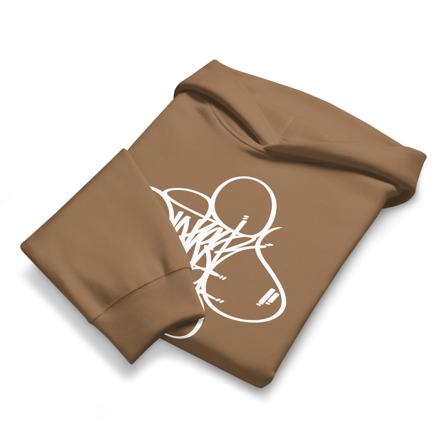 Brown-Loner Tag by Graffiti Dad Hoodie from B.Different Clothing, folded, graffiti-inspired streetwear, oversized heavyweight