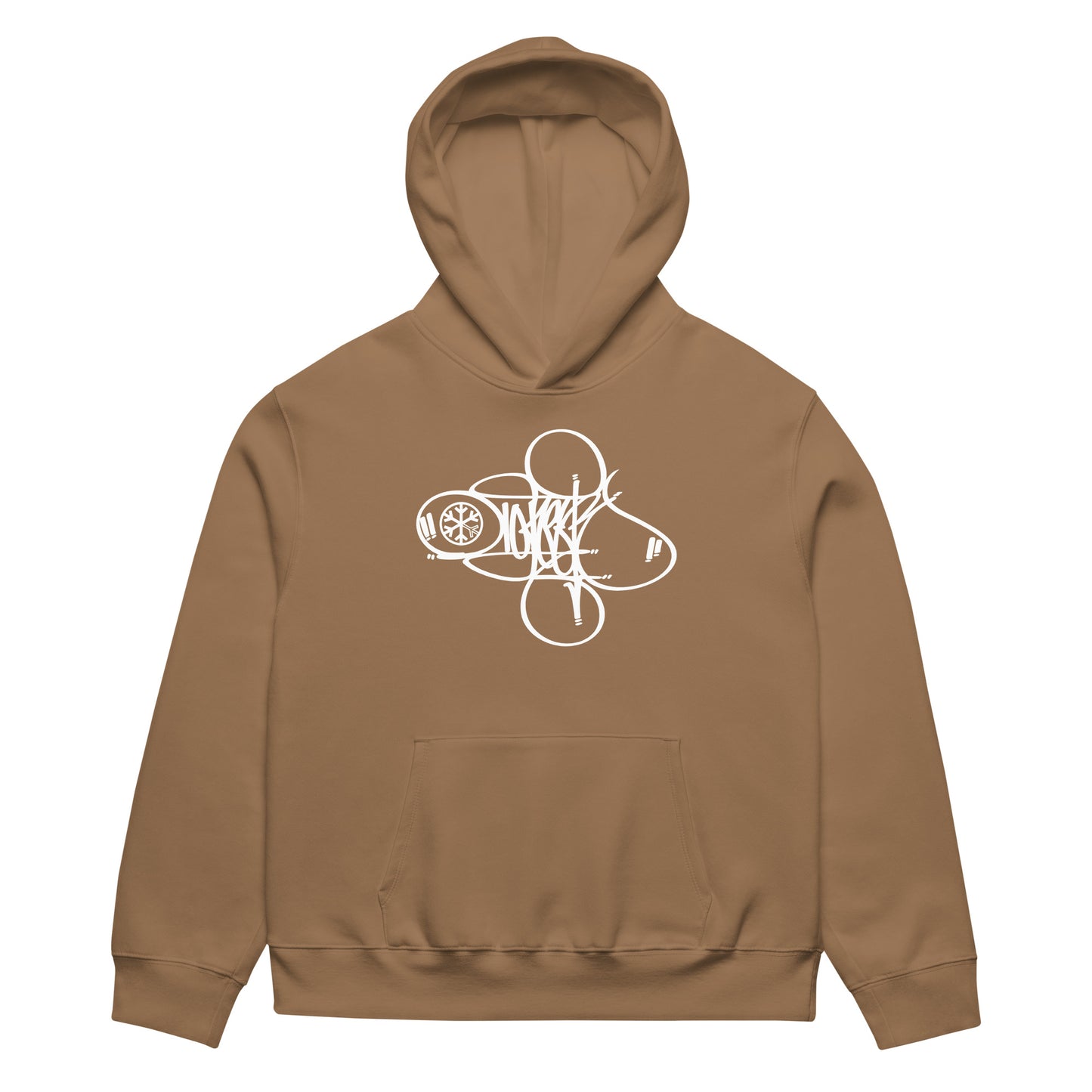 Brown-Loner Tag by Graffiti Dad Hoodie from B.Different Clothing, front view, graffiti-inspired streetwear, oversized heavyweight