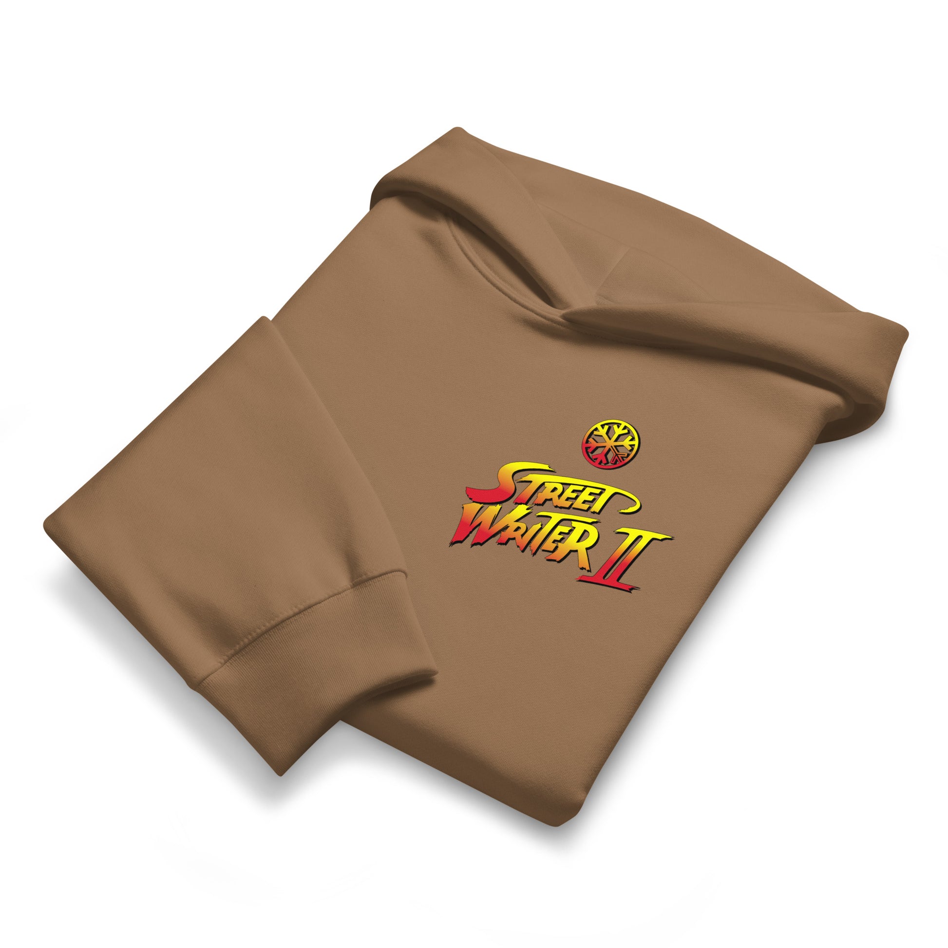 Brown-Street Writer II Graffiti Hoodie from B.Different Clothing, folded, graffiti-inspired streetwear, oversized heavyweight