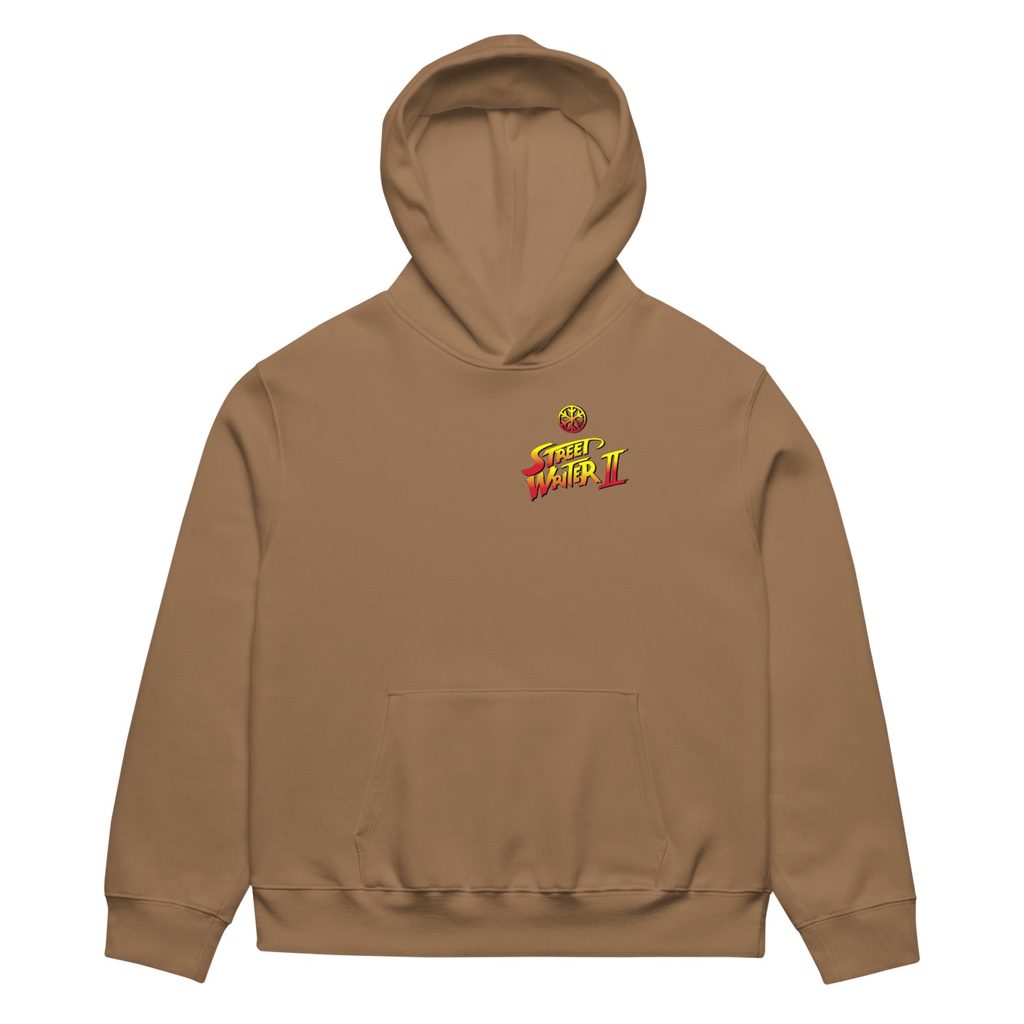 Brown-Street Writer II Graffiti Hoodie from B.Different Clothing, front view, graffiti-inspired streetwear, oversized heavyweight