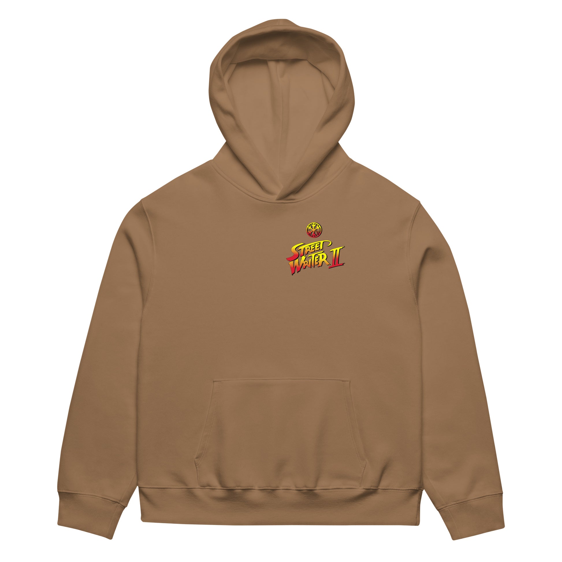 Brown-Street Writer II Graffiti Hoodie from B.Different Clothing, front view, graffiti-inspired streetwear, oversized heavyweight