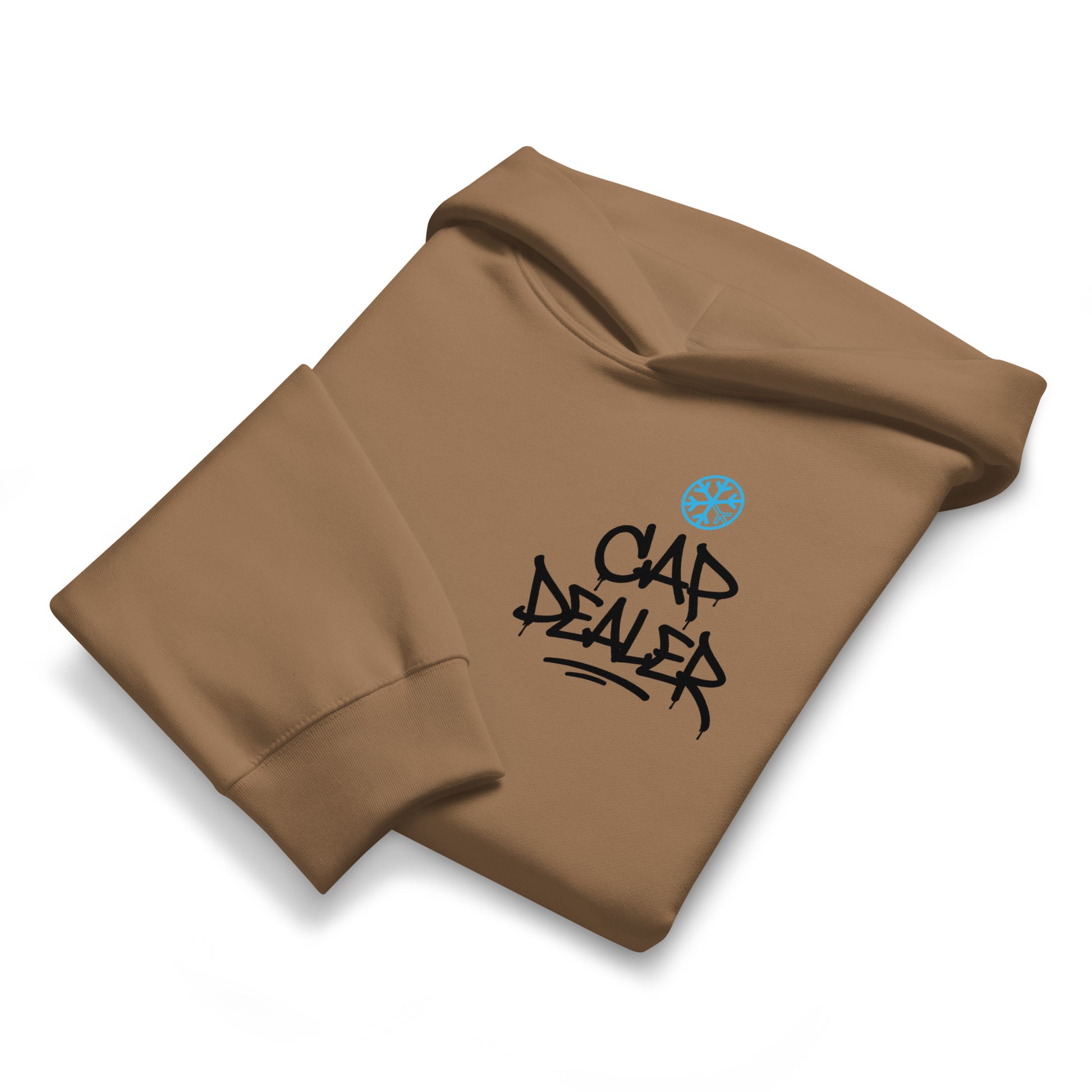 Brown-Cap Dealer Graffiti Hoodie from B.Different Clothing, folded, graffiti-inspired streetwear