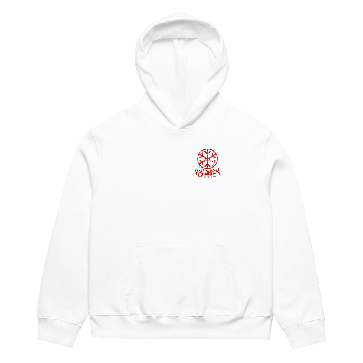 White-Raks The Puppet Graffiti Hoodie by Emti from B.Different Clothing, front view, graffiti-inspired streetwear, oversized heavyweight