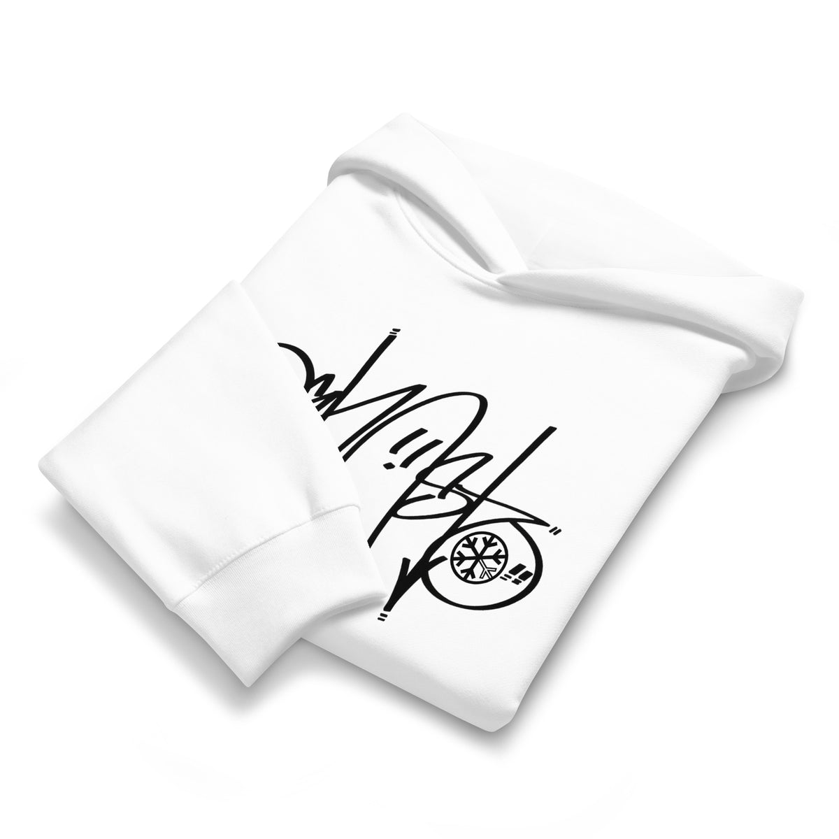 White-Ghost Tag Hoodie by Graffiti Dad from B.Different Clothing, folded, graffiti-inspired streetwear, oversized heavyweight
