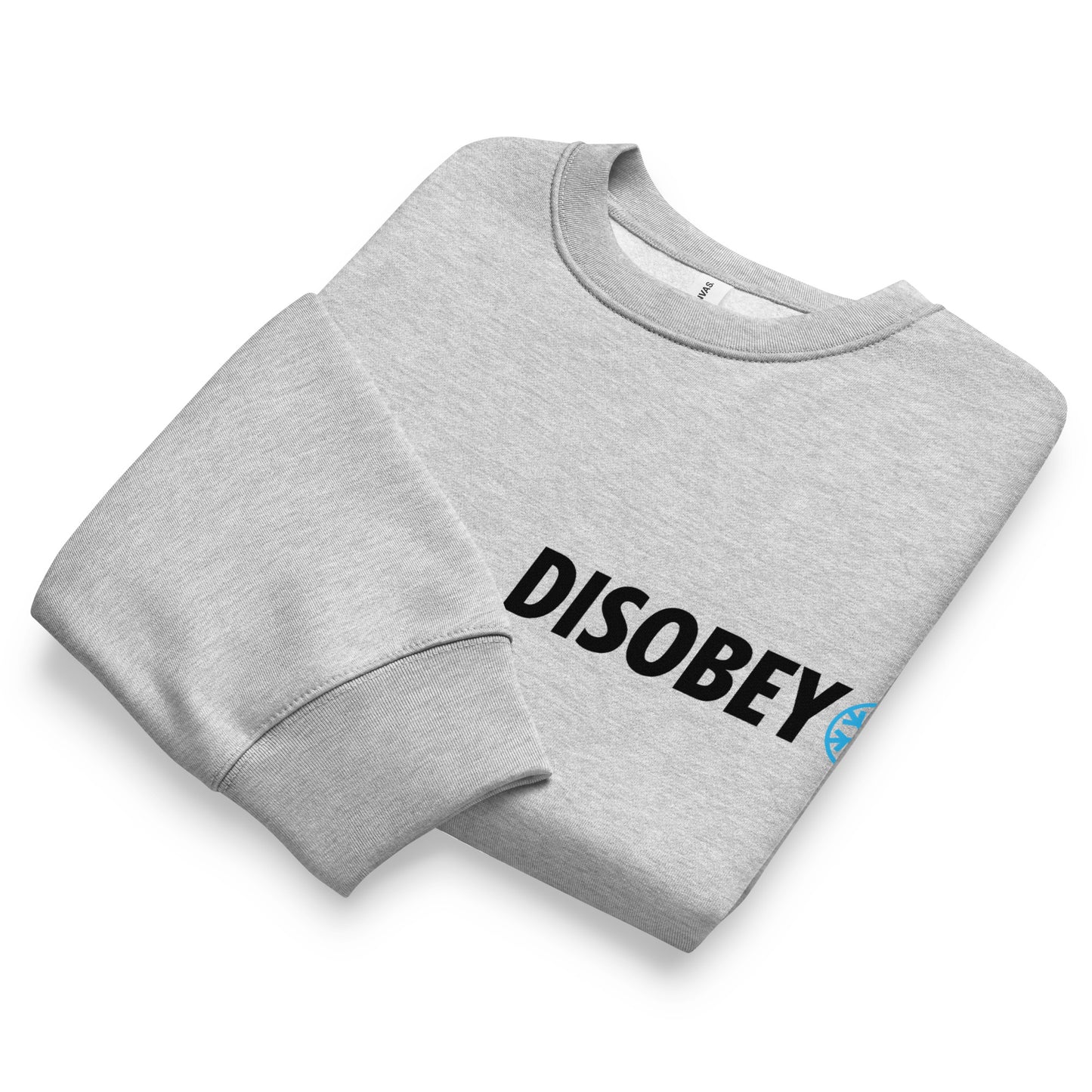 Gray-Pixel Disobey Sweatshirt from B.Different Clothing, folded, graffiti-inspired streetwear, oversized heavyweight