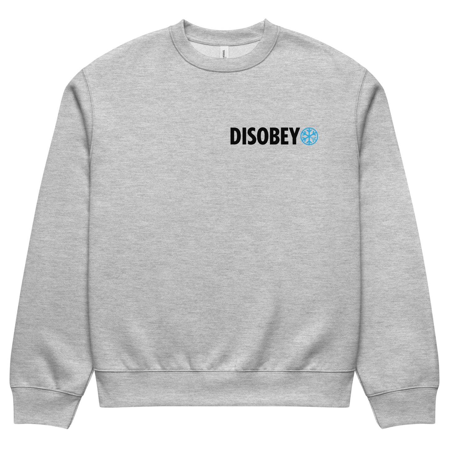 Gray-Pixel Disobey Sweatshirt from B.Different Clothing, front view, graffiti-inspired streetwear, oversized heavyweight