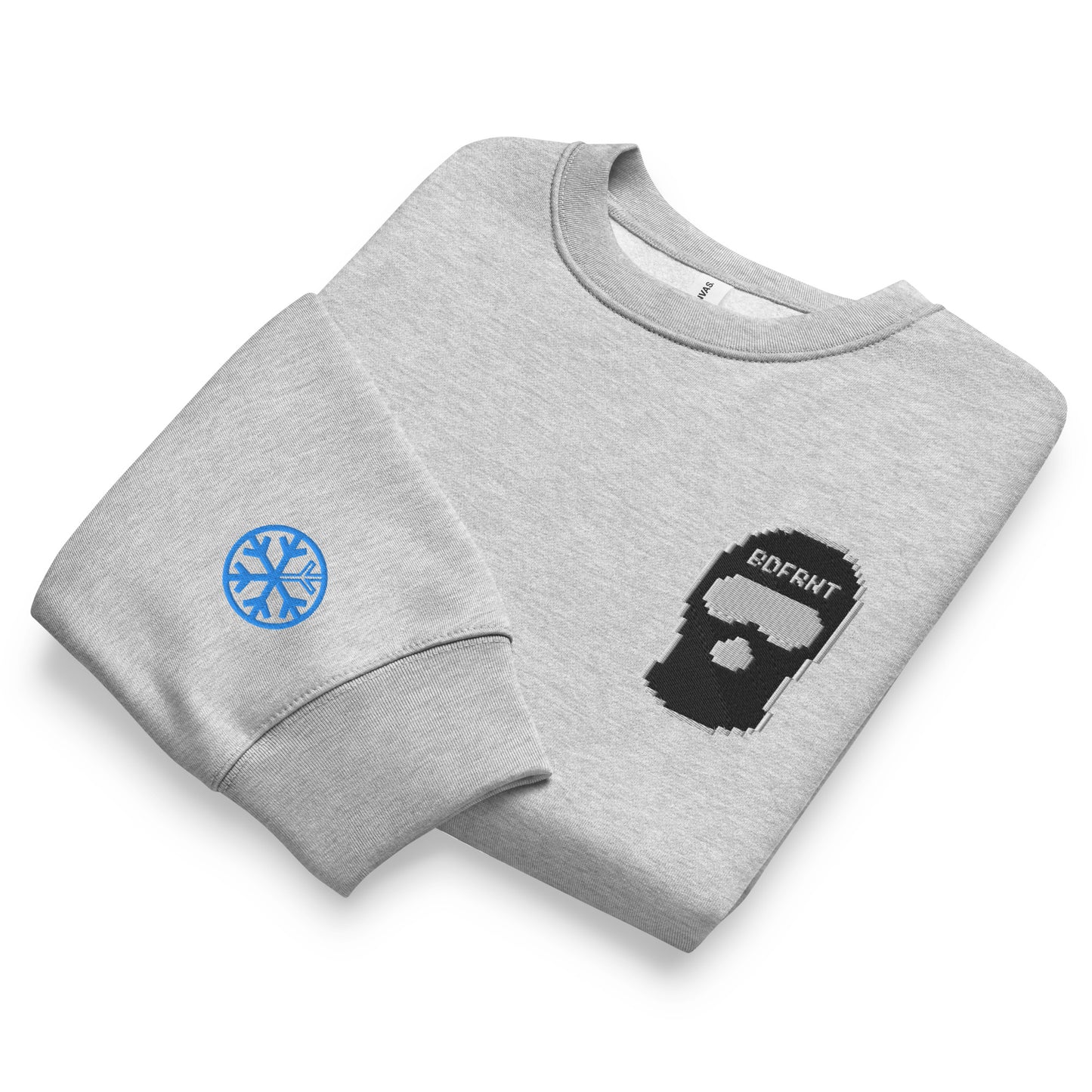 Gray-Pixel Balaclava Graffiti Sweatshirt from B.Different Clothing, folded, graffiti-inspired streetwear, oversized heavyweight