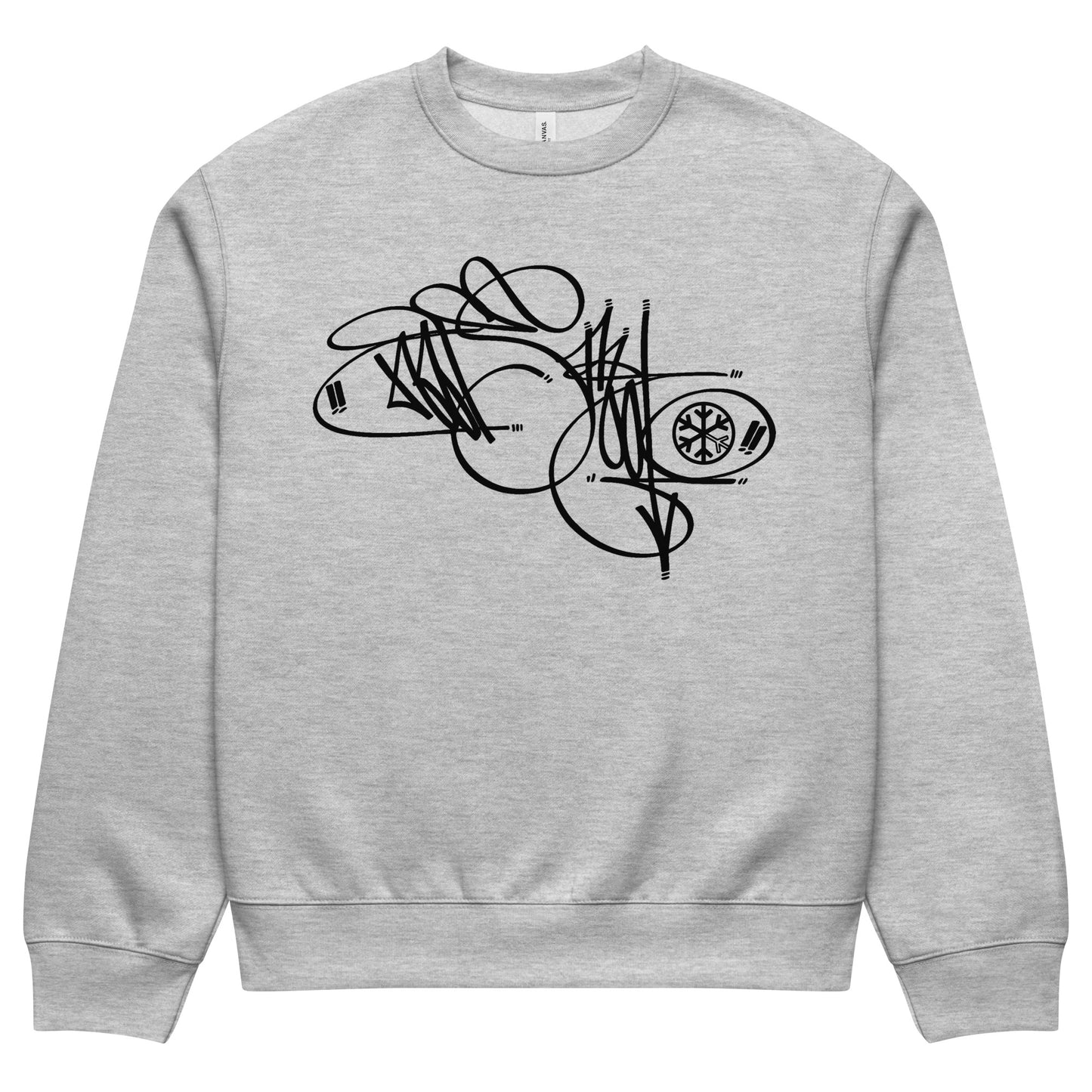 Gray-Misfit Tag Sweatshirt by Graffiti Dad from B.Different Clothing, front view, graffiti-inspired streetwear, oversized heavyweight