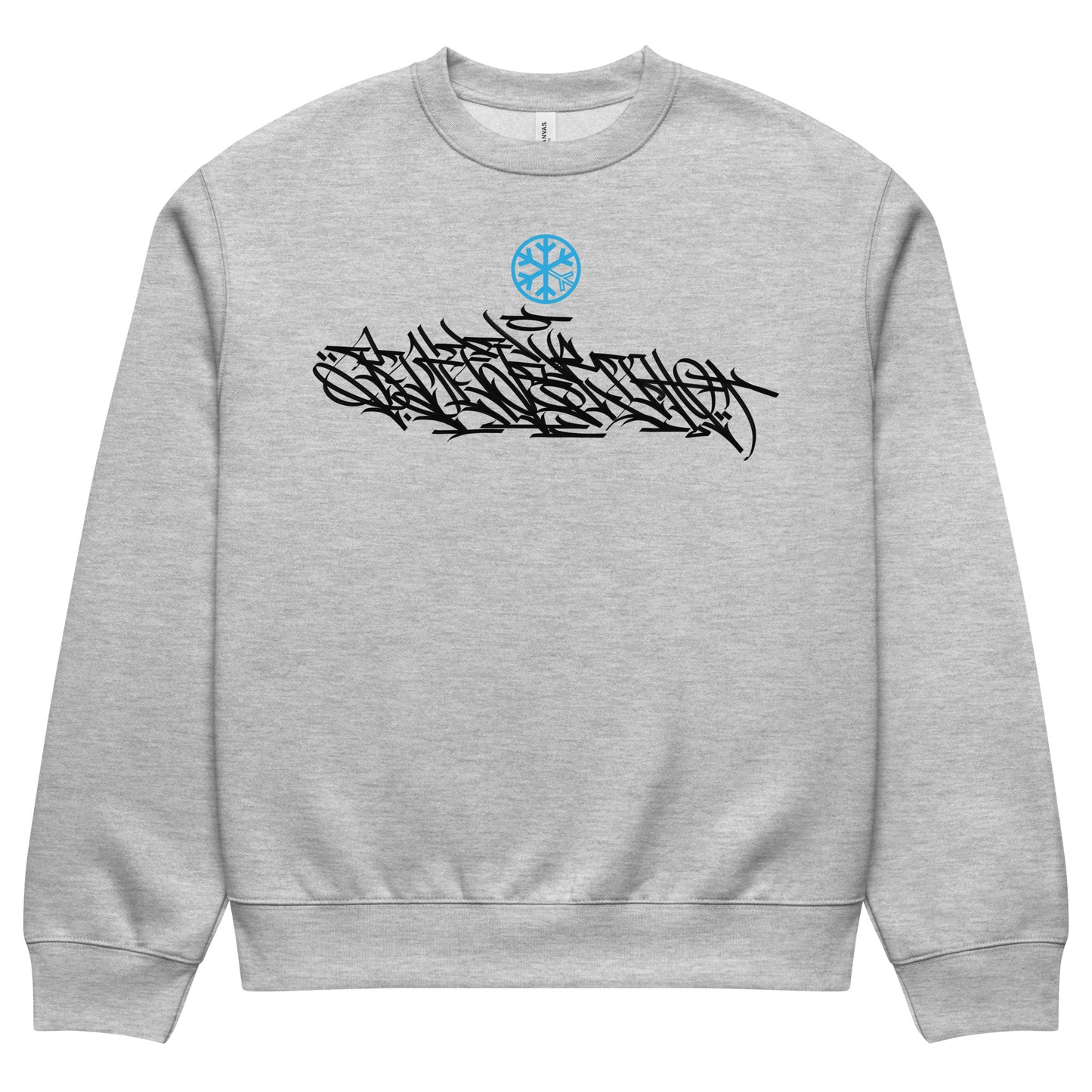 Gray-Shew Collab Graffiti Sweatshirt from B.Different Clothing, front view, graffiti-inspired streetwear, oversized heavyweight