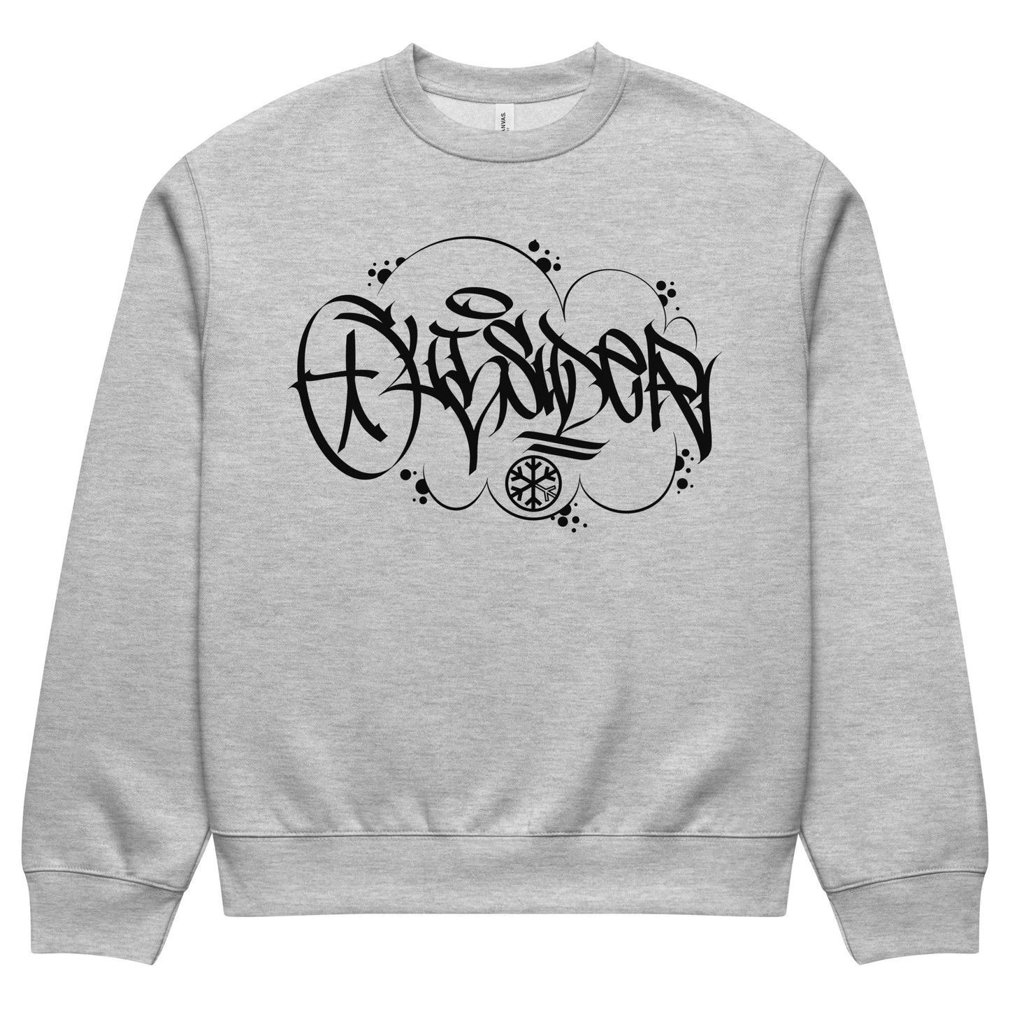 Gray-Outsider Graffiti Tag Sweatshirt by Caos One from B.Different Clothing, front view, graffiti-inspired streetwear, oversized heavyweight